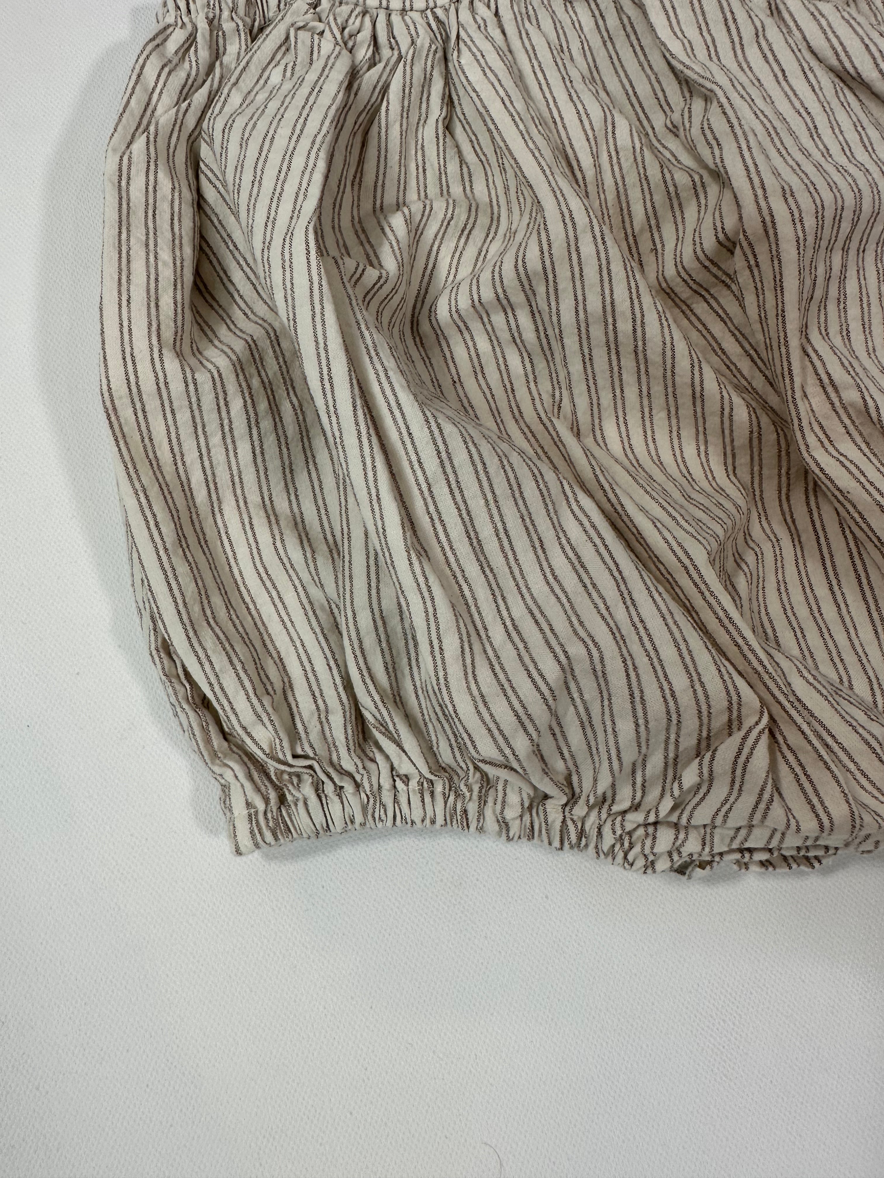 Striped Neutral Baby Bubble Romper