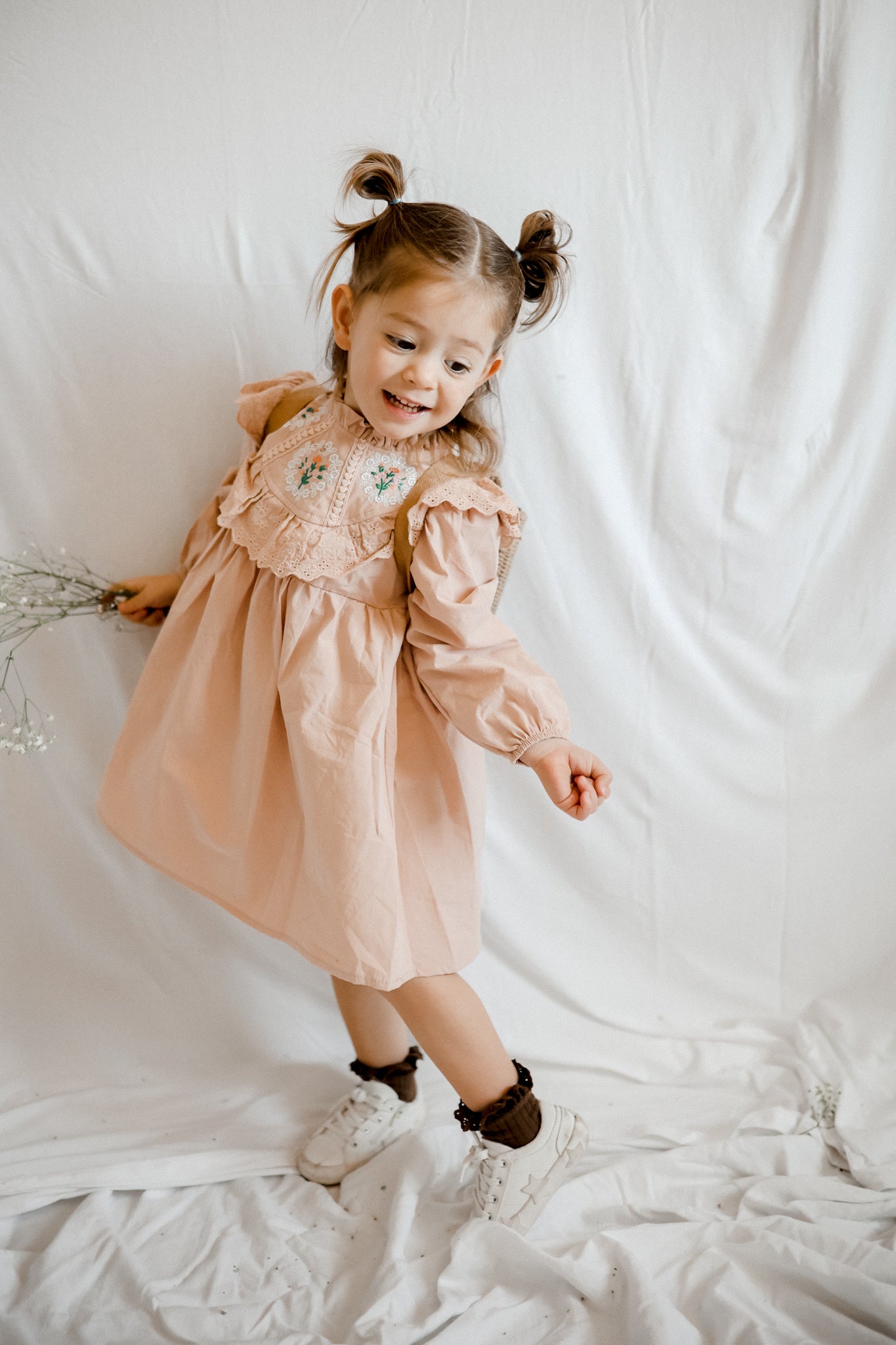 Embroidered Floral Bib Dress Mondays and Meadows Embroidered Floral Bib Dress Mondays and Meadows