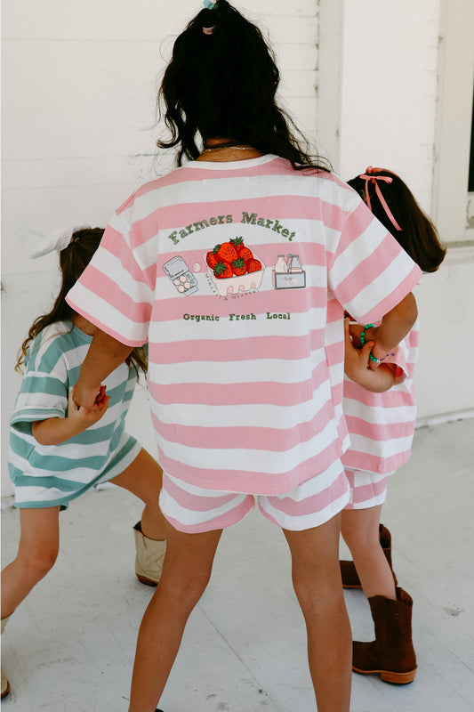 Farmers Market Striped PINK Set *100% Cotton*