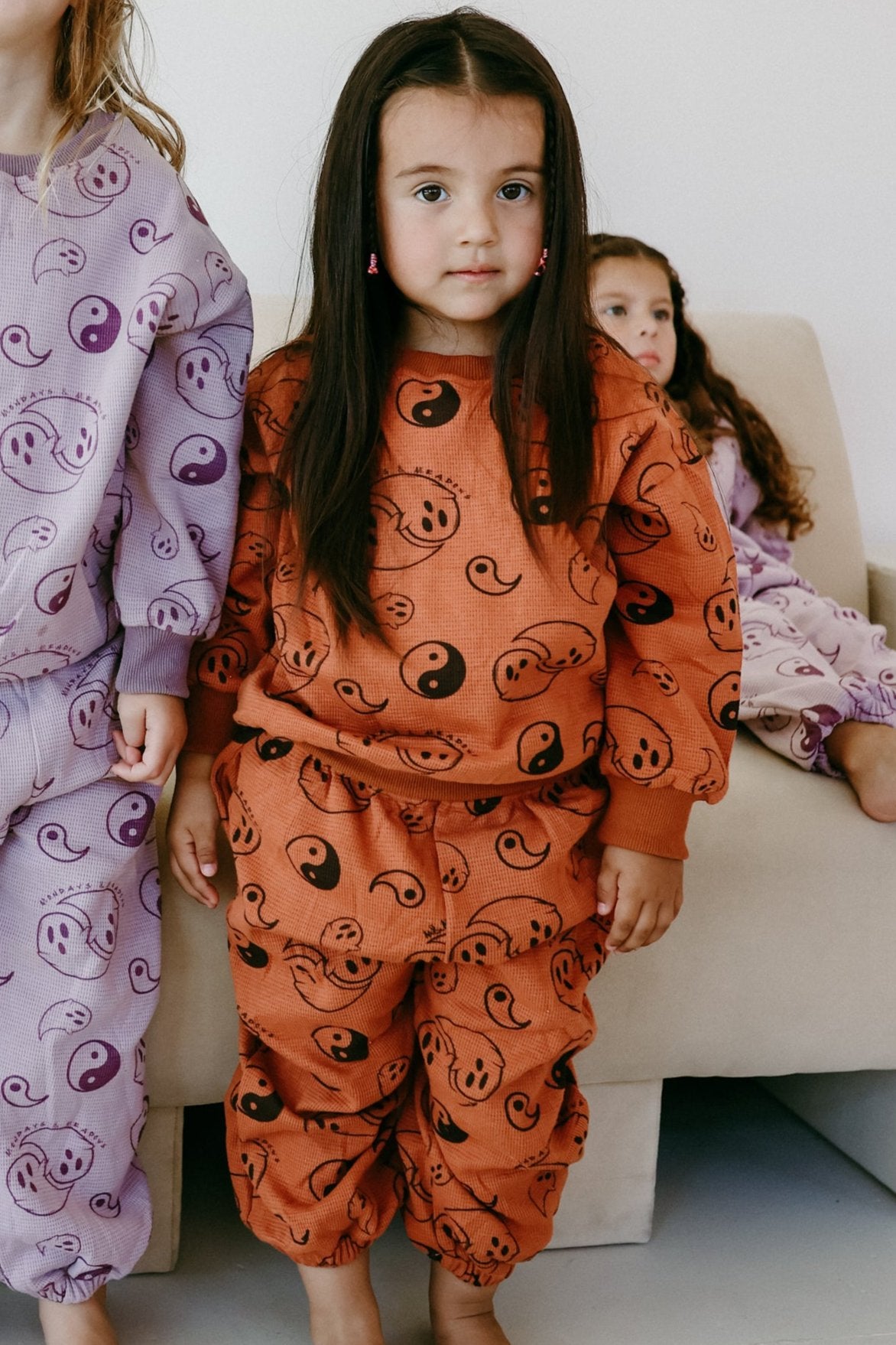 Halloween Yin Yang Ghosts Rust Waffle Cotton Set