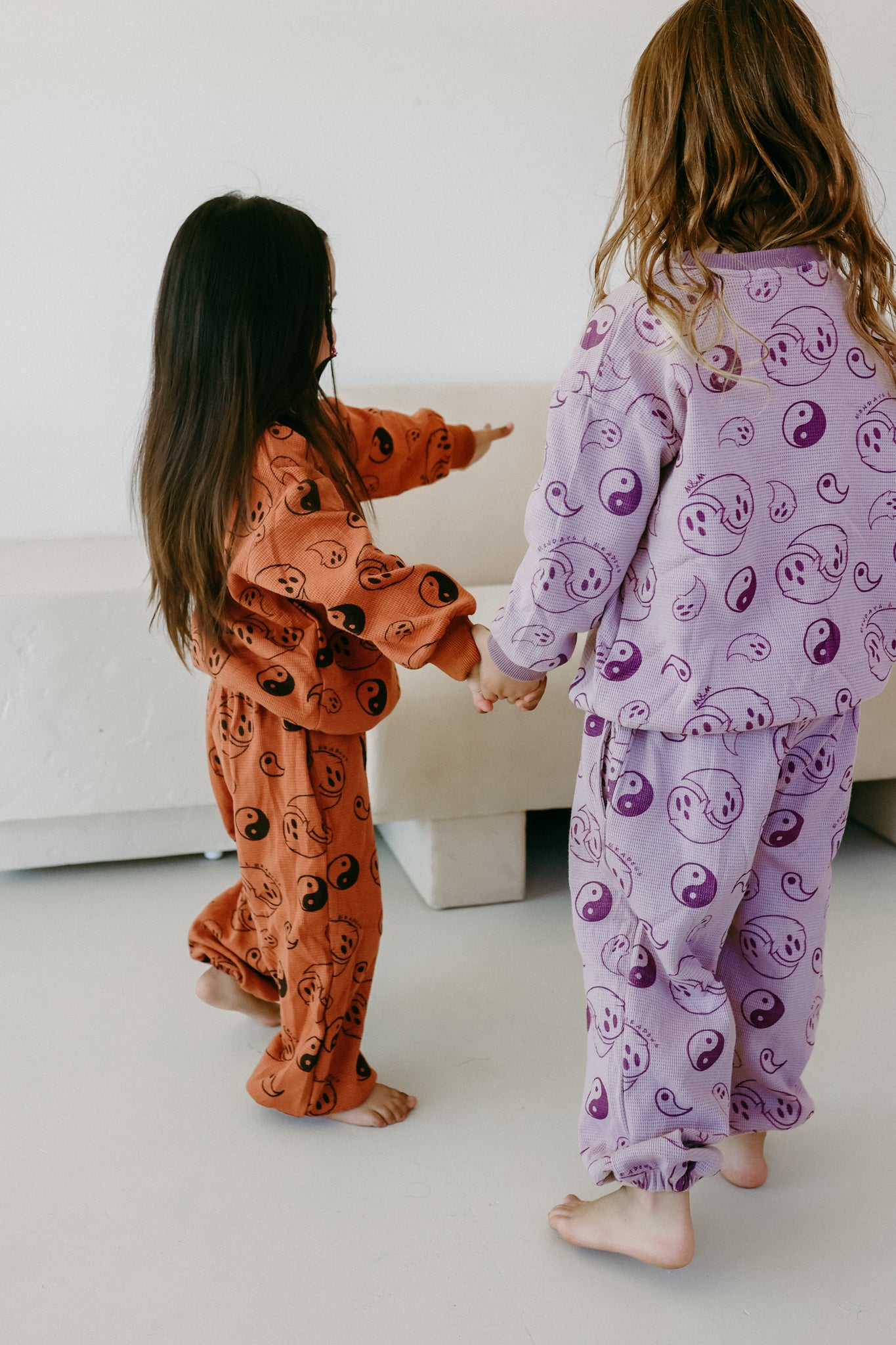 Halloween Yin Yang Ghosts Rust Waffle Cotton Set