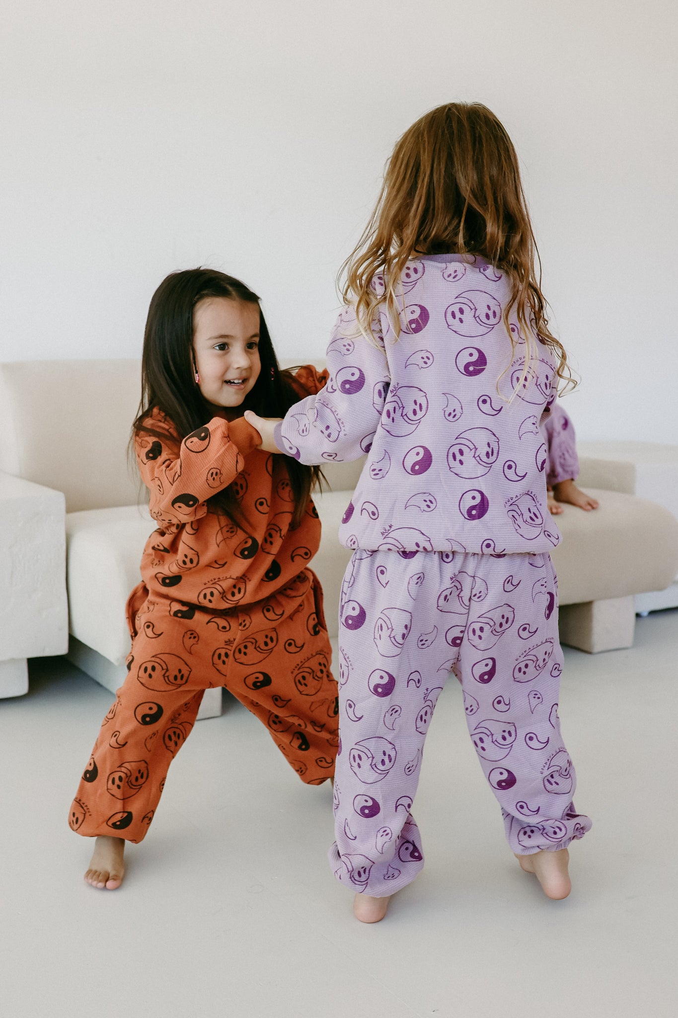 Halloween Yin Yang Ghosts Purple Waffle Cotton Set