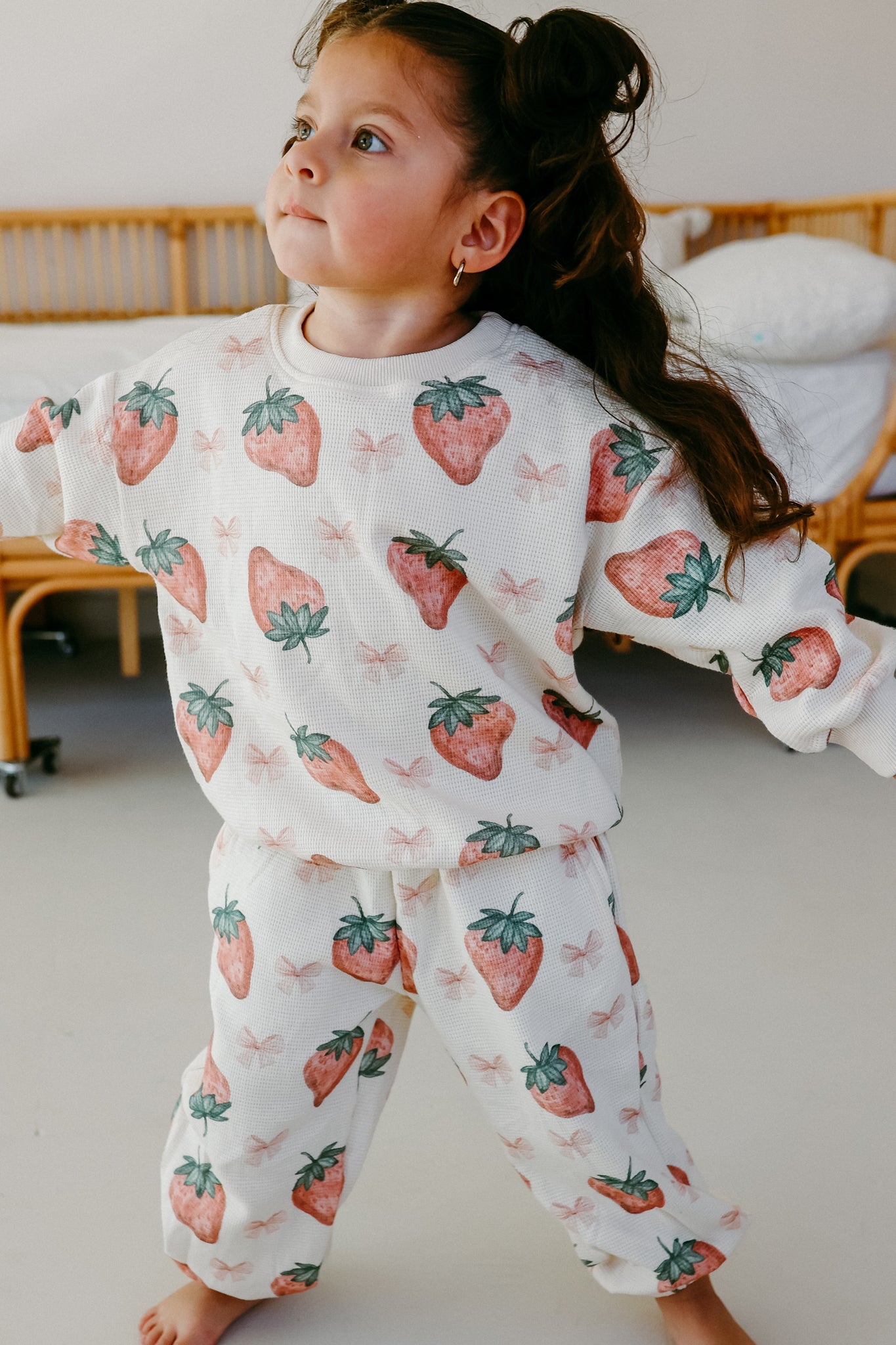 Coquette Strawberries & Bows Waffle Cotton Set