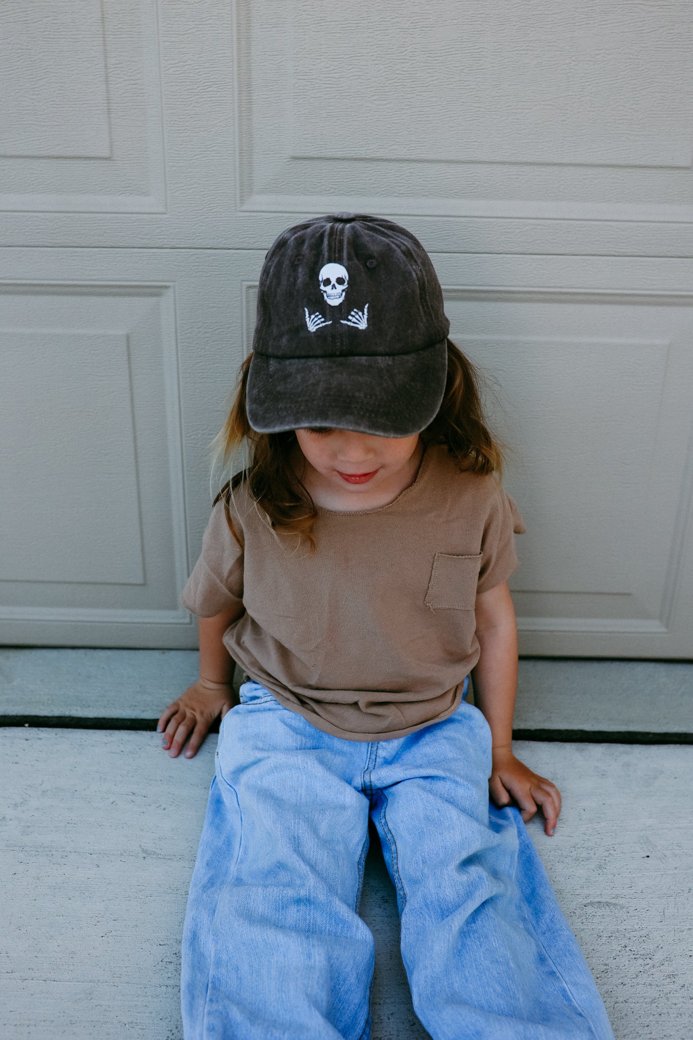 Shaka Hang Loose Skeleton Vintage Wash Kids Hat