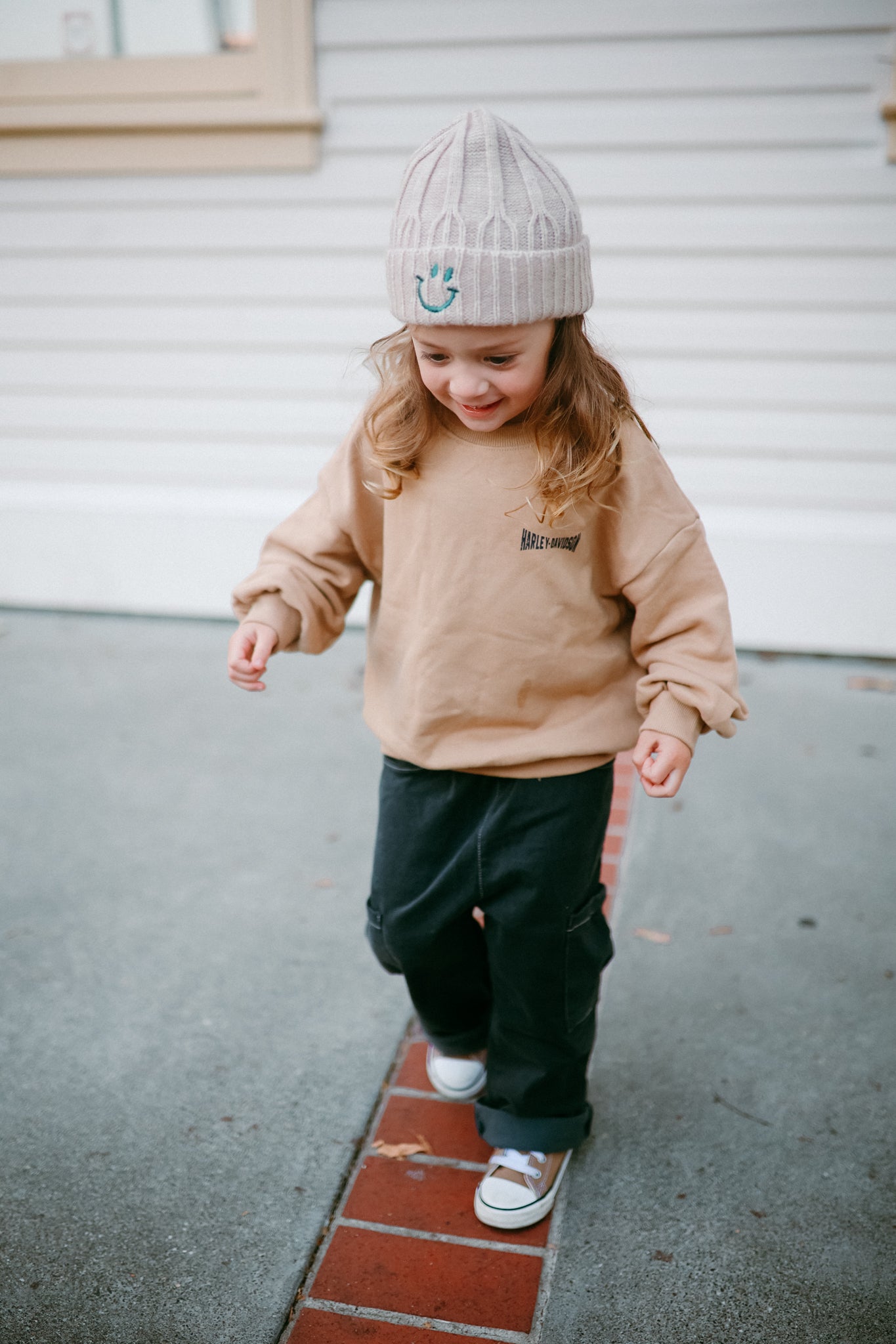 Embroidered Simple Smiley Beanie