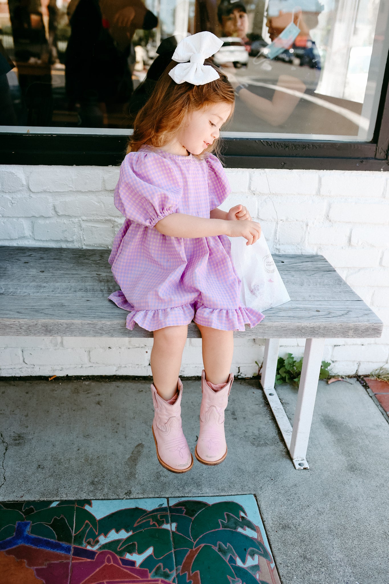 Gingham Puff Sleeve Twirl Dress