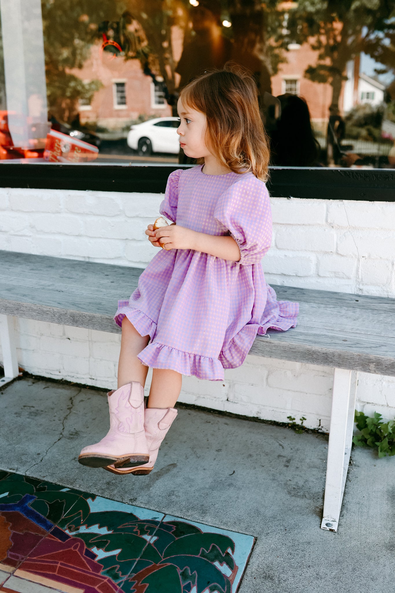 Gingham Puff Sleeve Twirl Dress