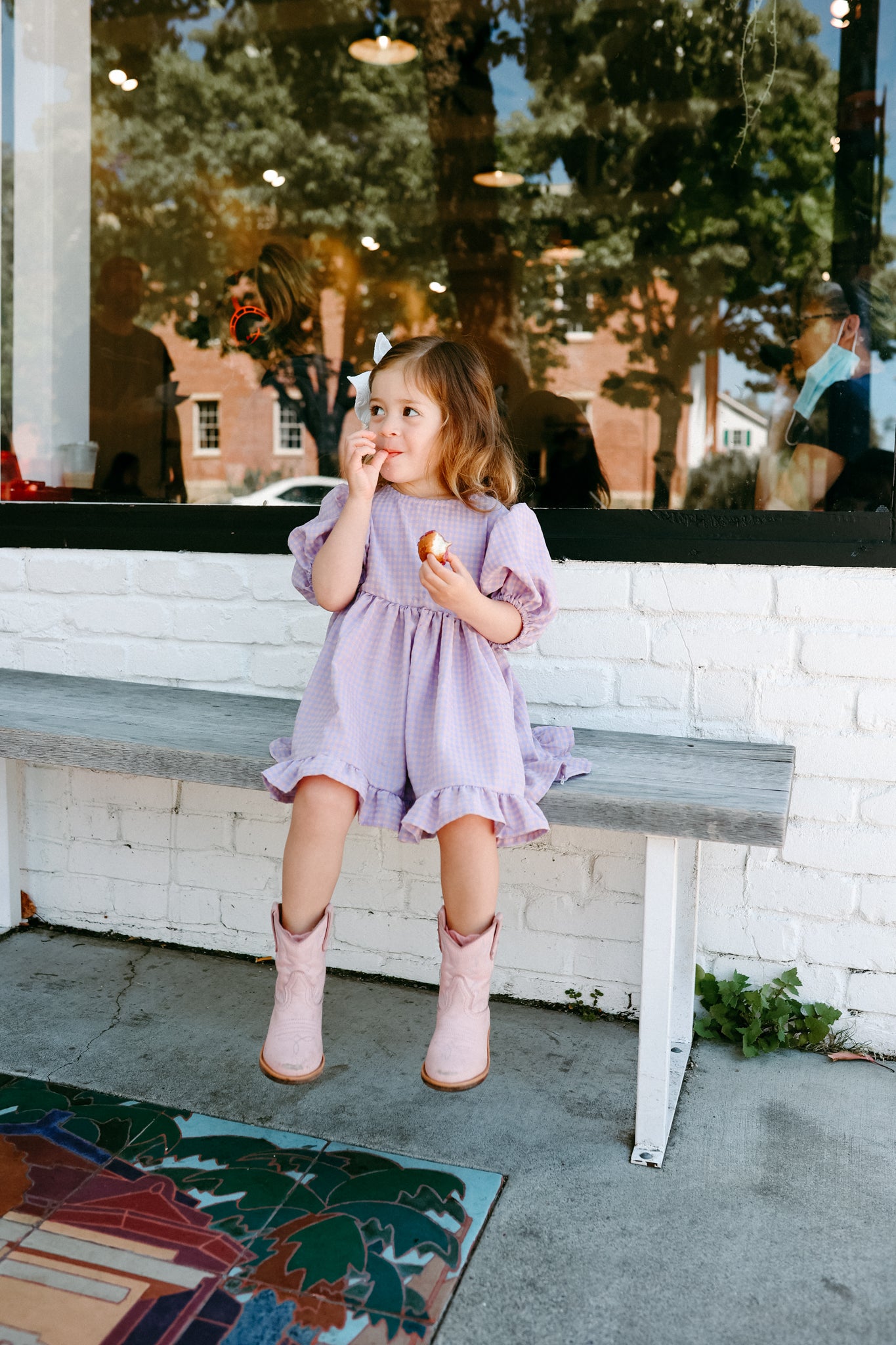 Gingham Puff Sleeve Twirl Dress