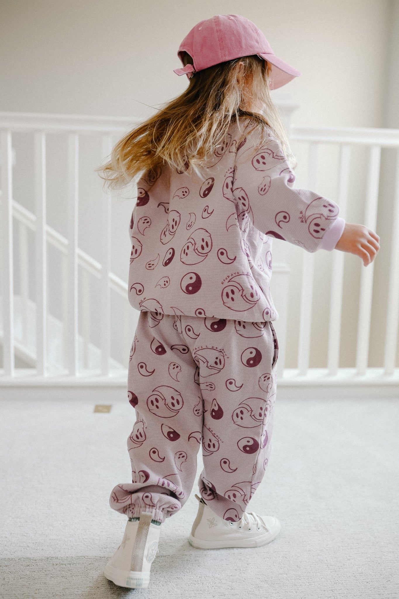 Halloween Yin Yang Ghosts Purple Waffle Cotton Set