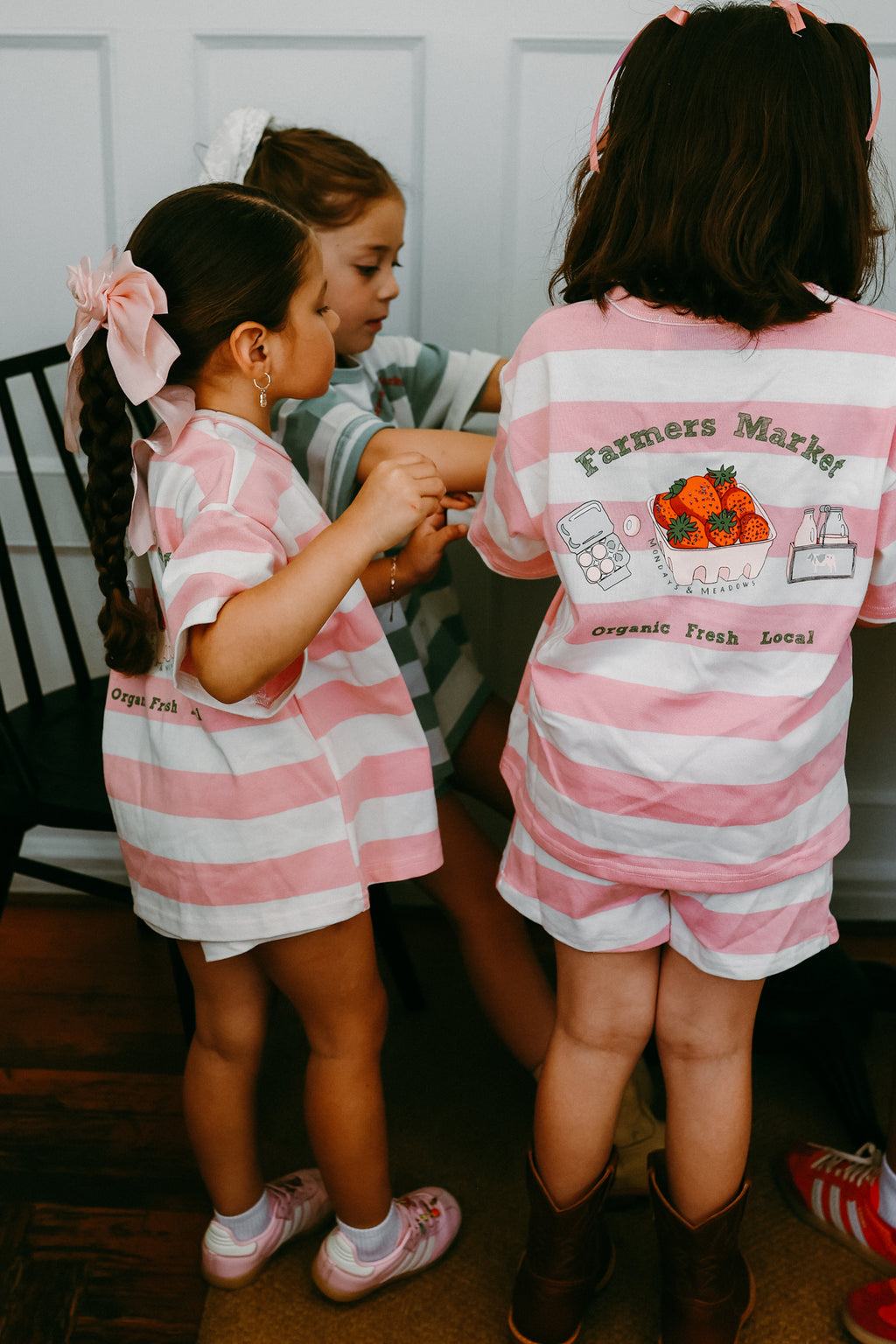 Farmers Market Striped PINK Set *100% Cotton*
