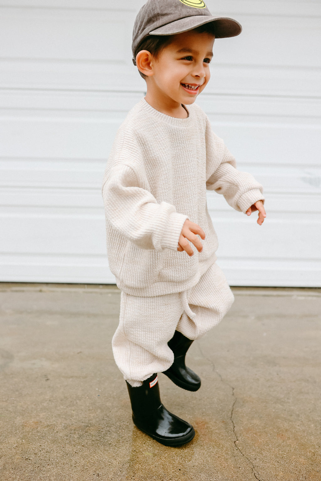 Ribbed Waffle Set - Neutral Sweatshirt and Joggers
