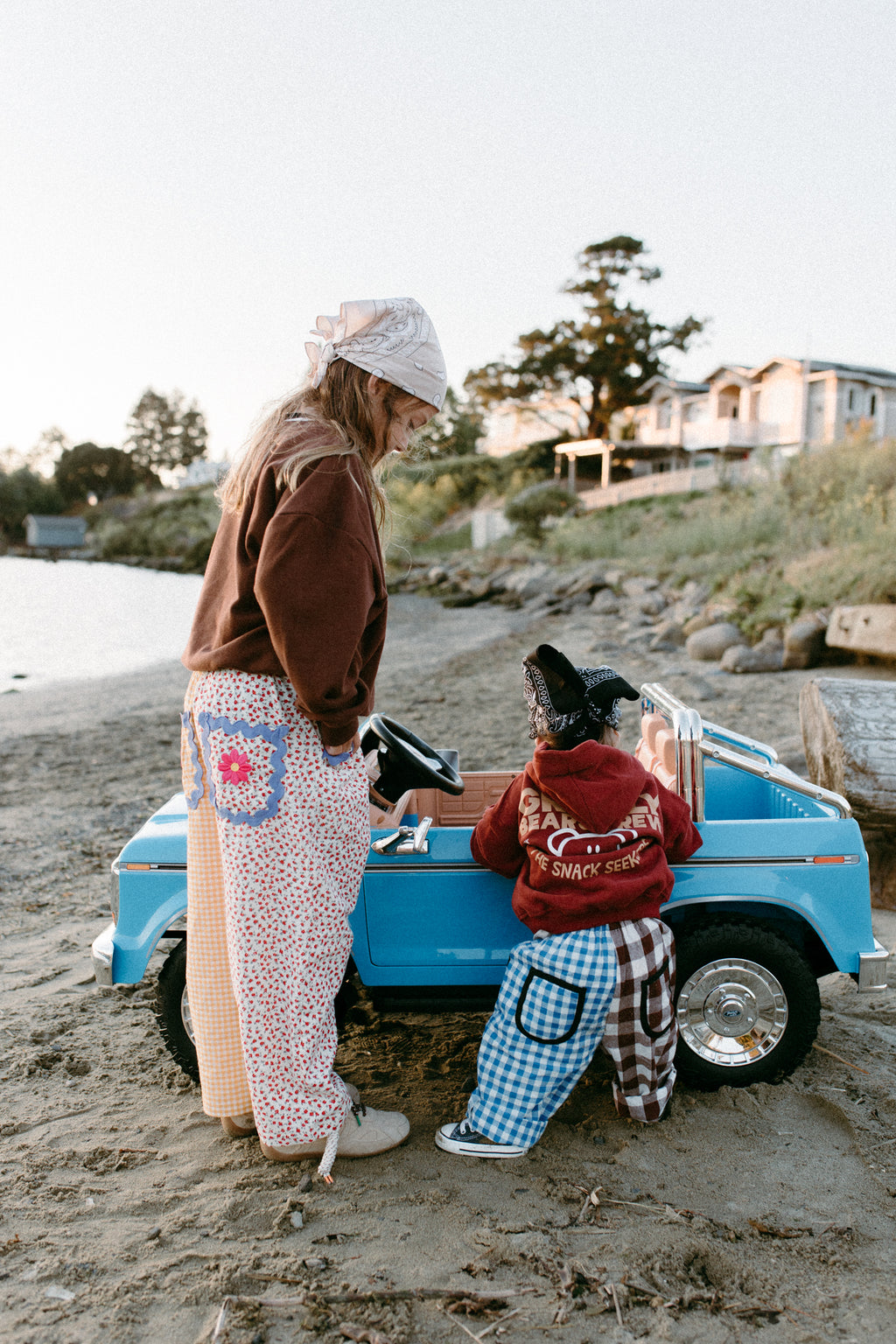 Gingham split yellow and floral oversized pants 100% cotton *PREORDER*