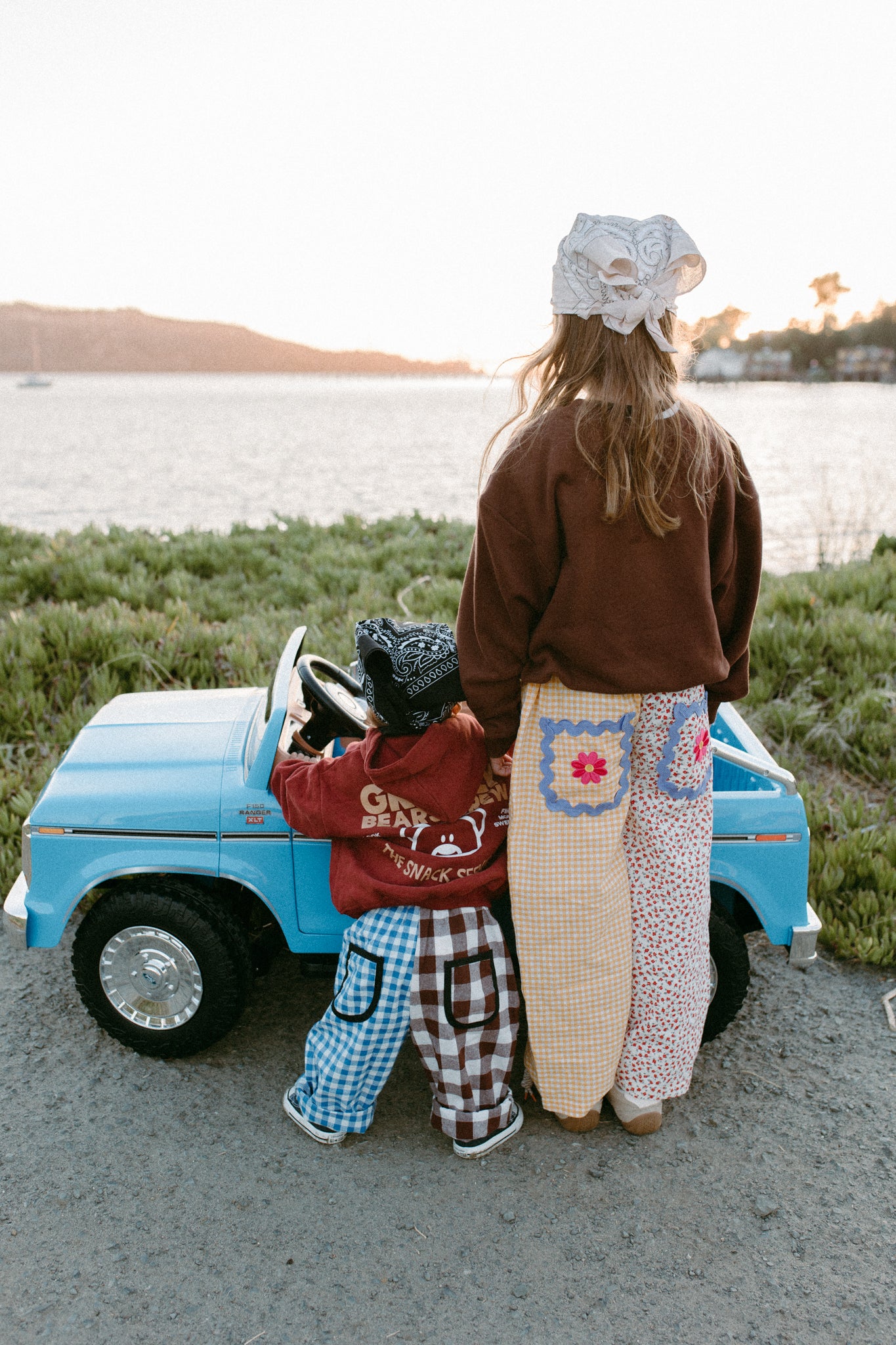 Gingham split yellow and floral oversized pants 100% cotton *PREORDER*