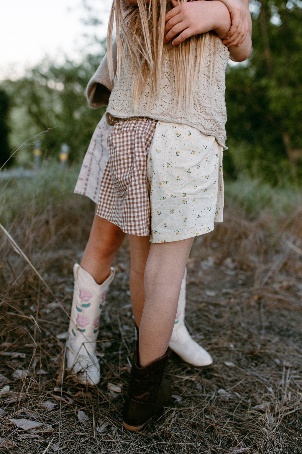 Gingham half n half cottage core shorts *100% Cotton