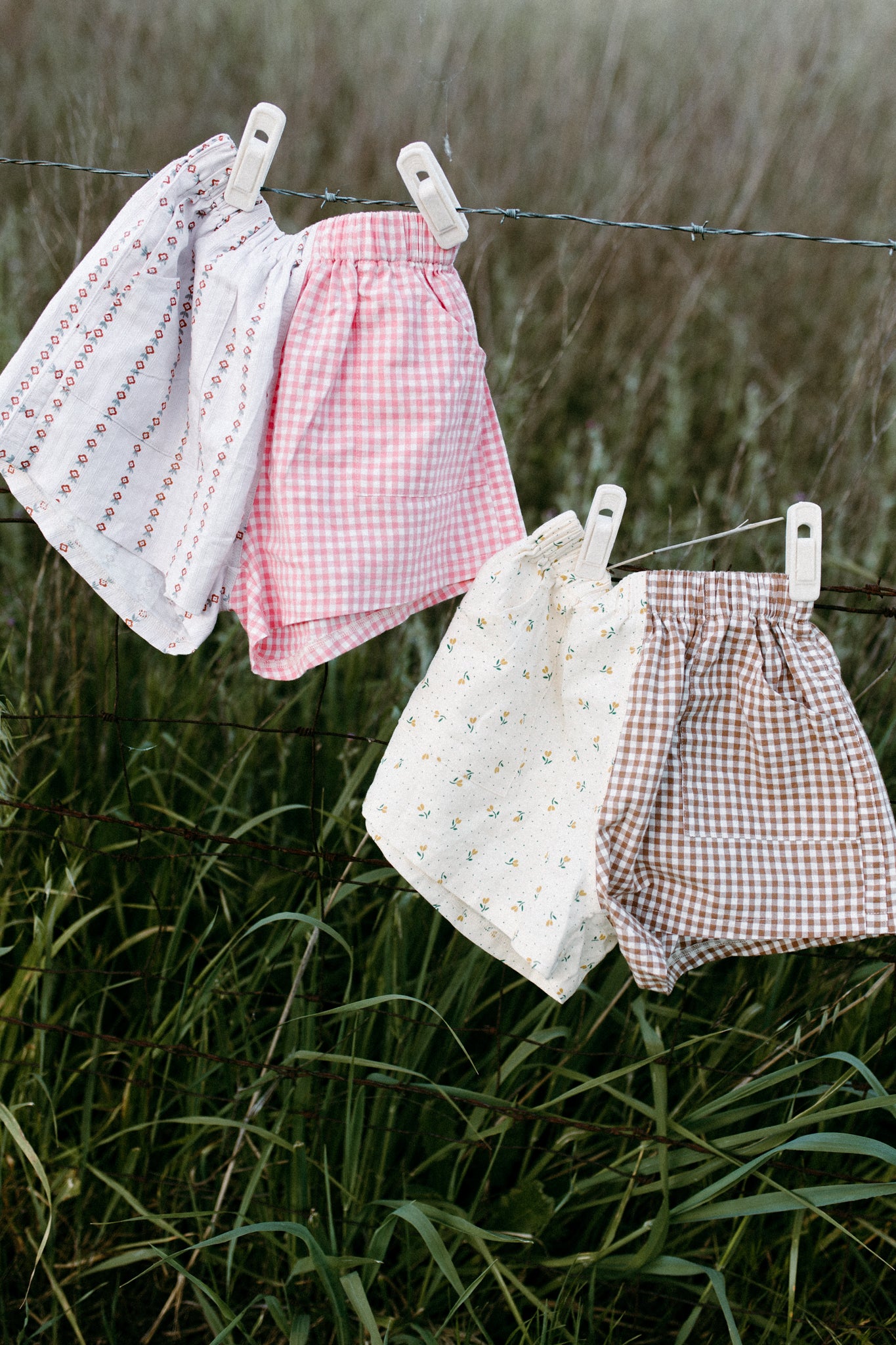 Gingham half n half cottage core shorts *100% Cotton