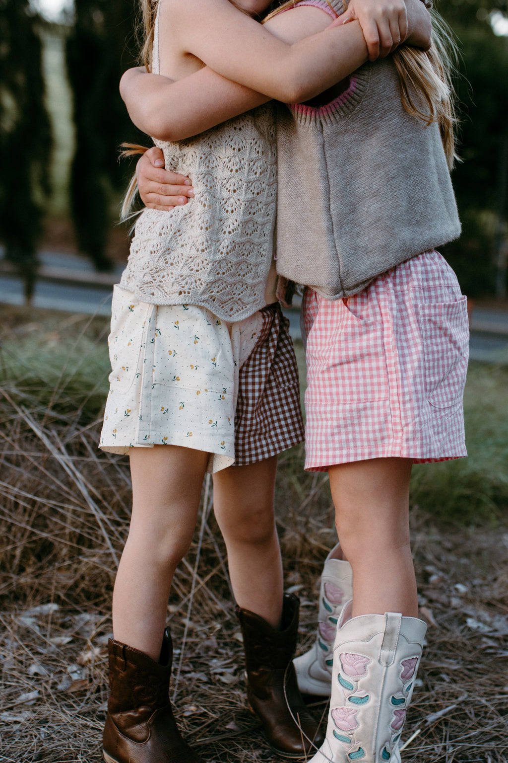Gingham half n half cottage core shorts *100% Cotton