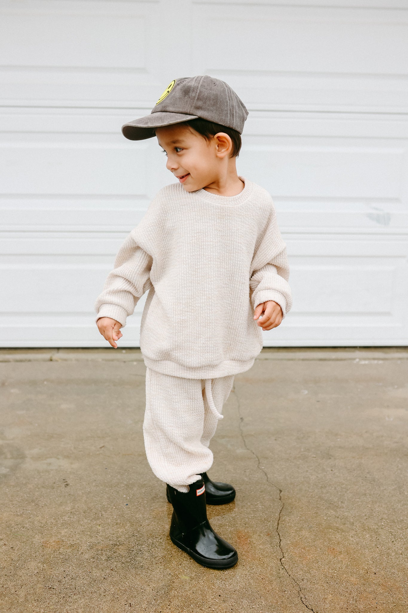 Ribbed Waffle Set - Neutral Sweatshirt and Joggers