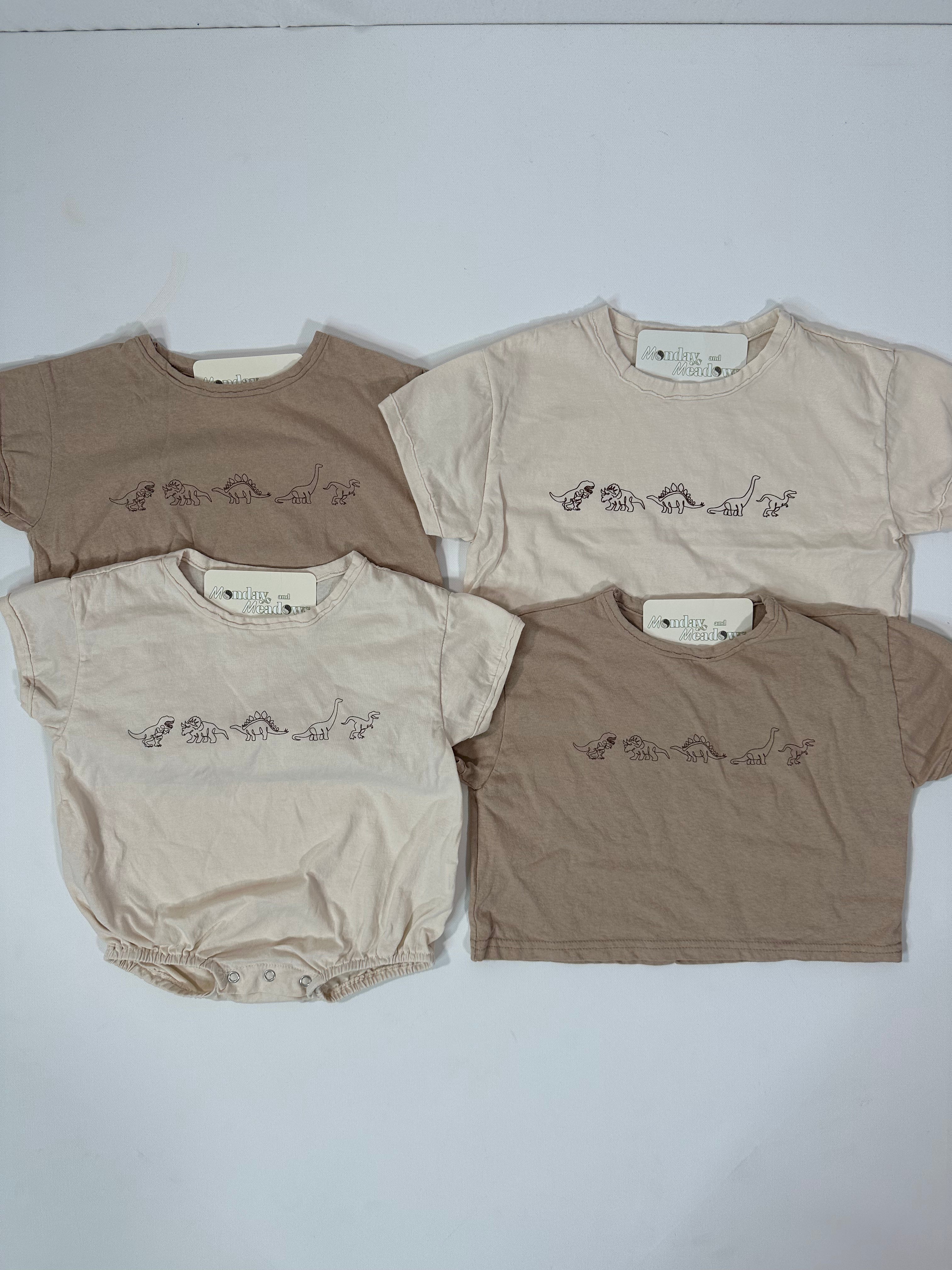 Neutral Dino Baby Romper