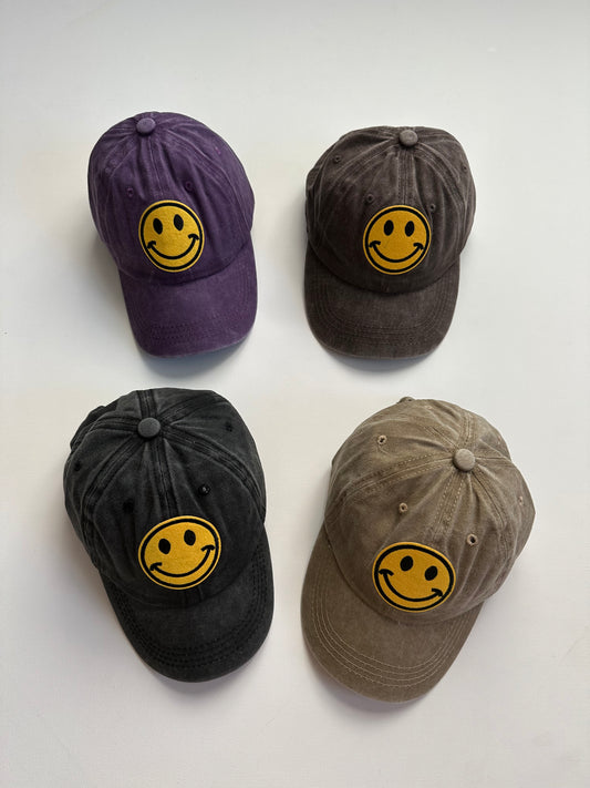Vintage Wash Smiley Hats
