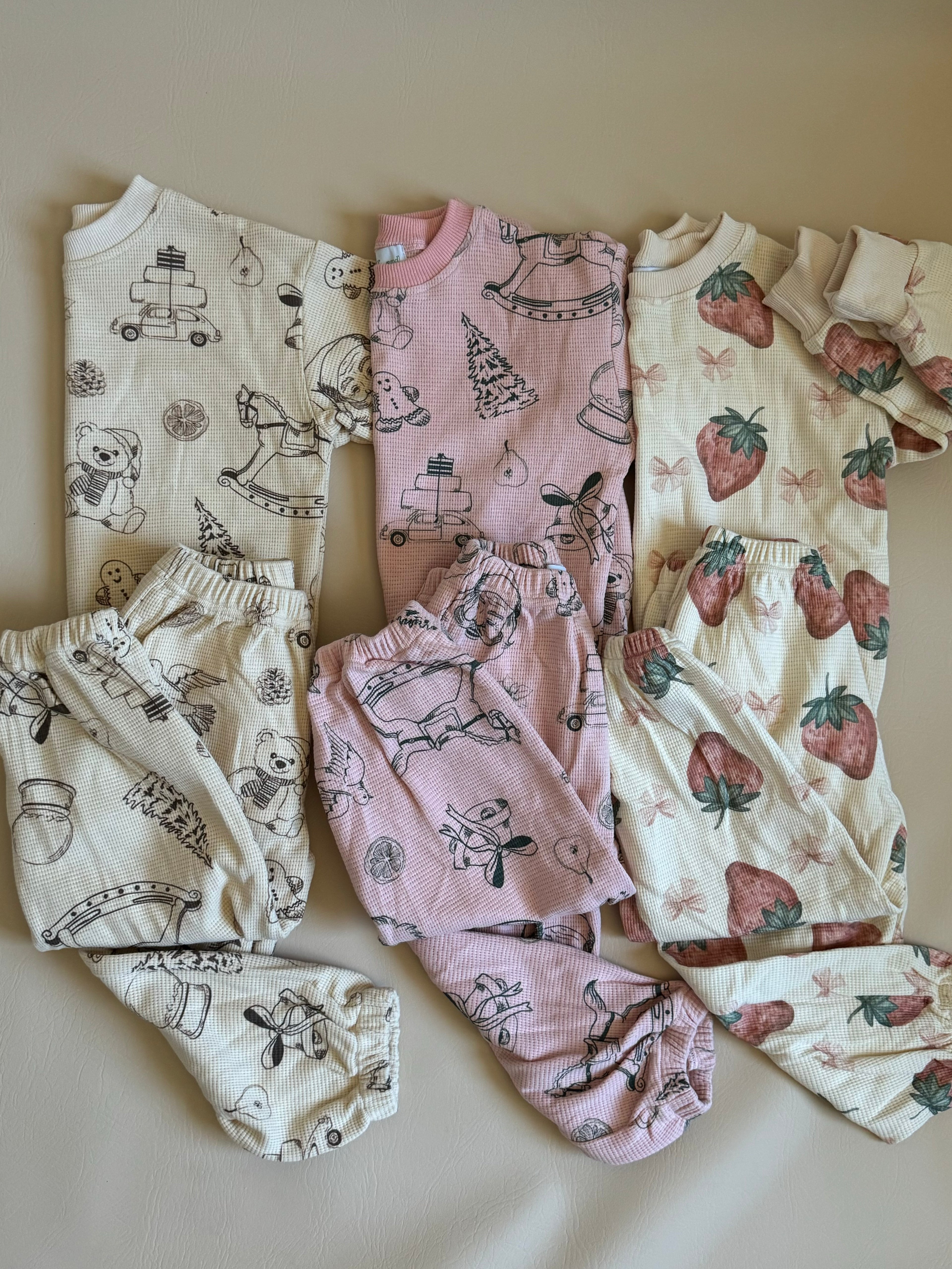 Cream WHIMSICAL Holiday Waffle Set *100% Cotton*