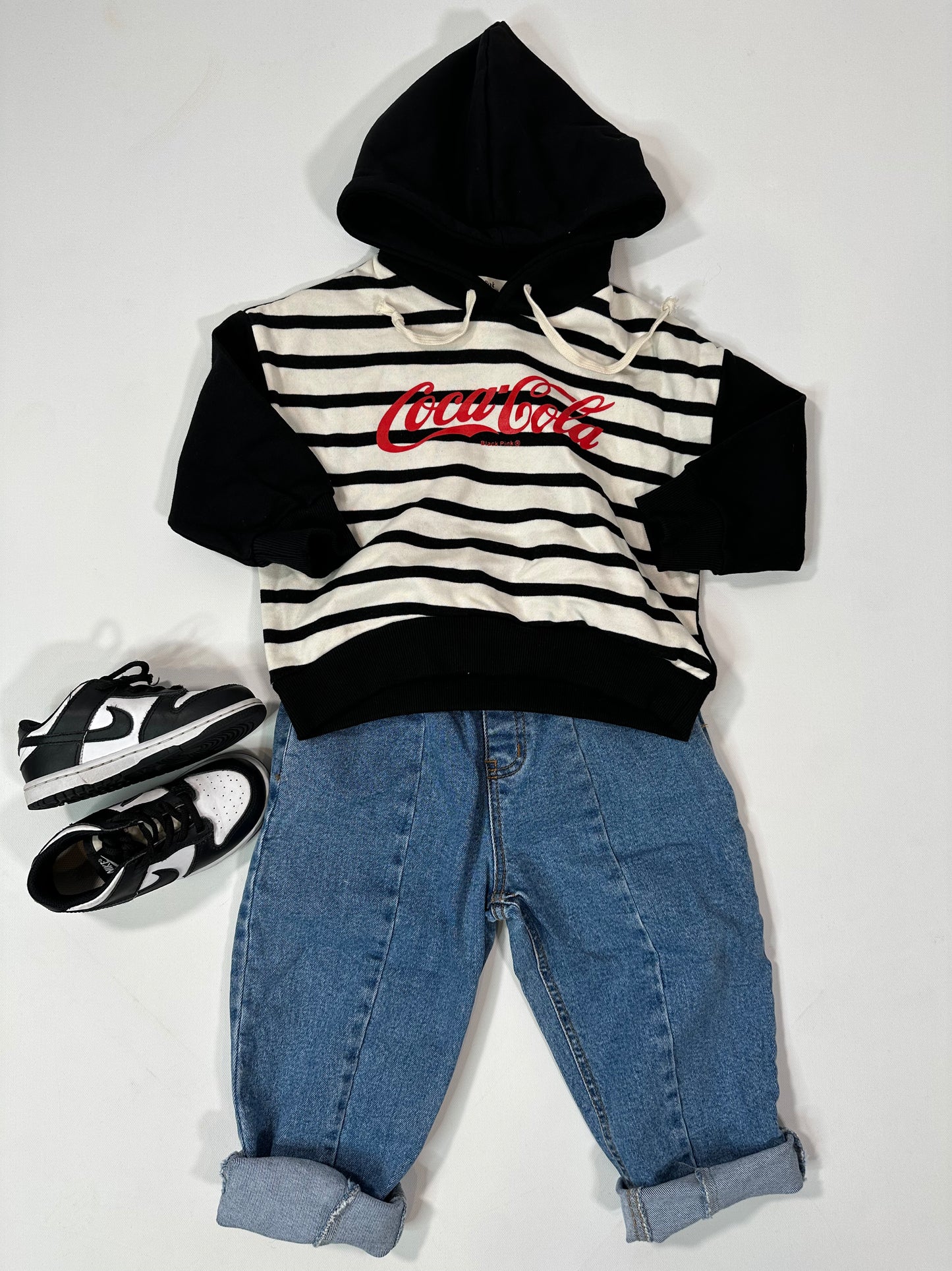 Coca Cola Striped Hoodie Sweatshirt