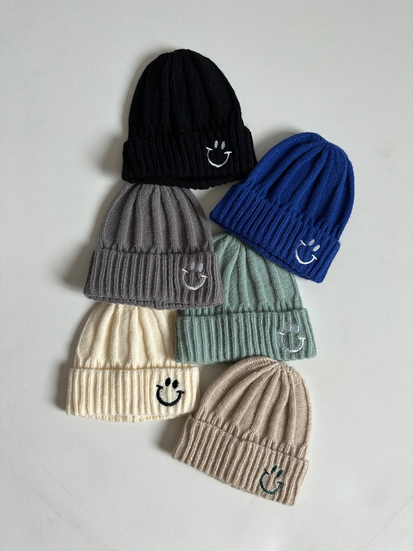 Embroidered Simple Smiley Beanie