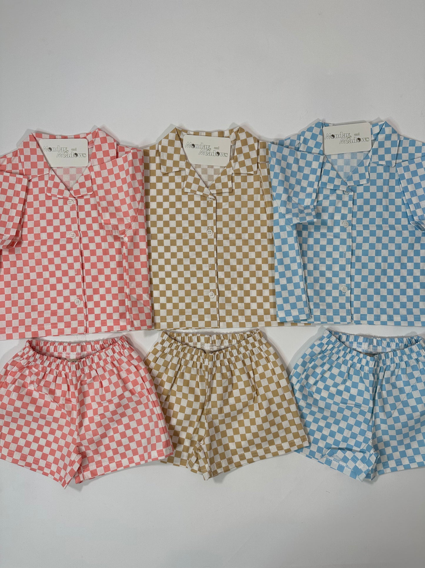 Checkered Button Top and Shorts Set