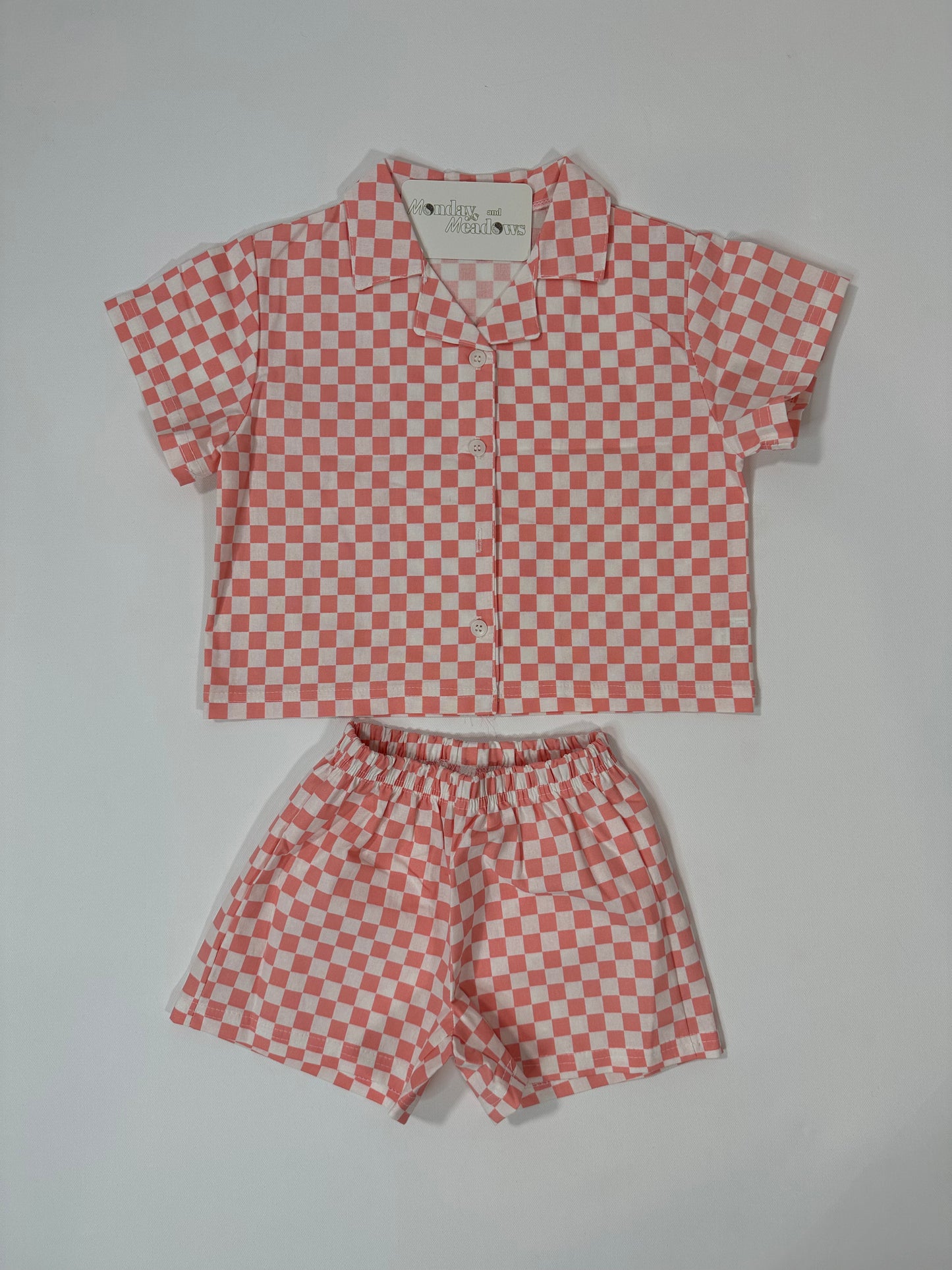 Checkered Button Top and Shorts Set