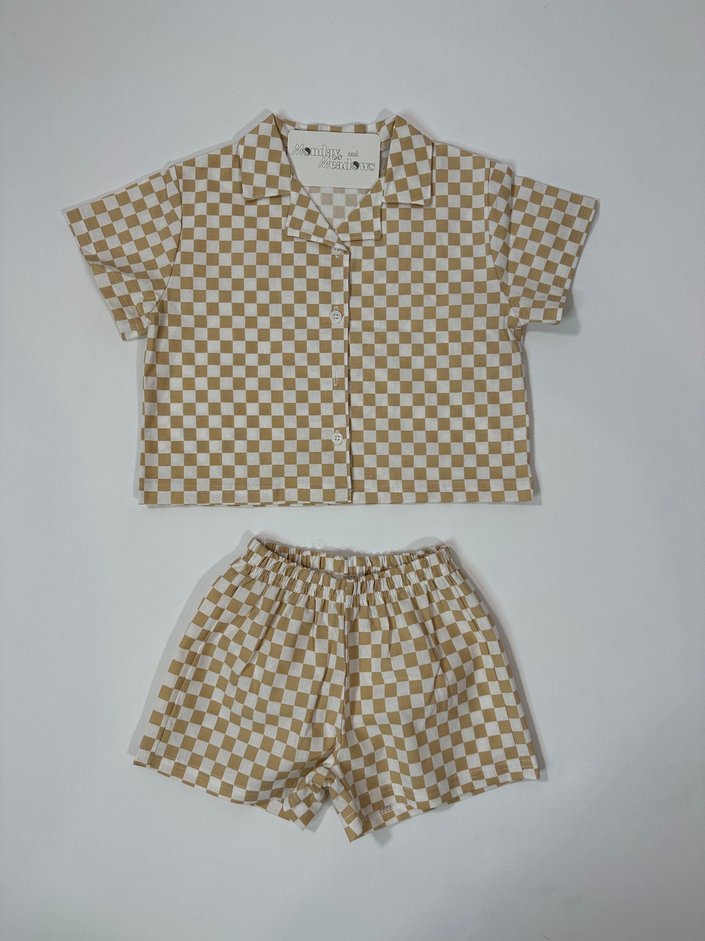 Checkered Button Top and Shorts Set