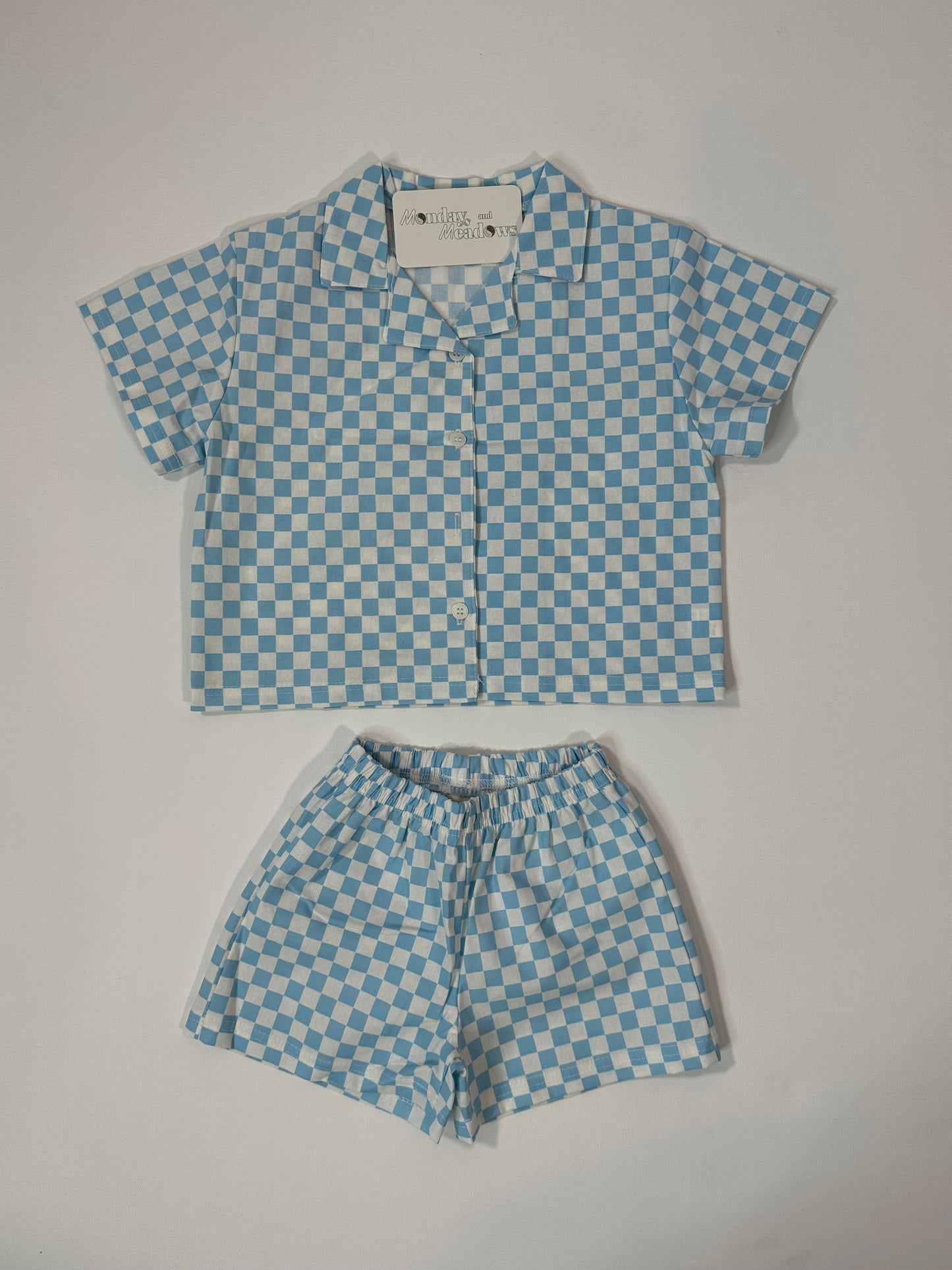 Checkered Button Top and Shorts Set