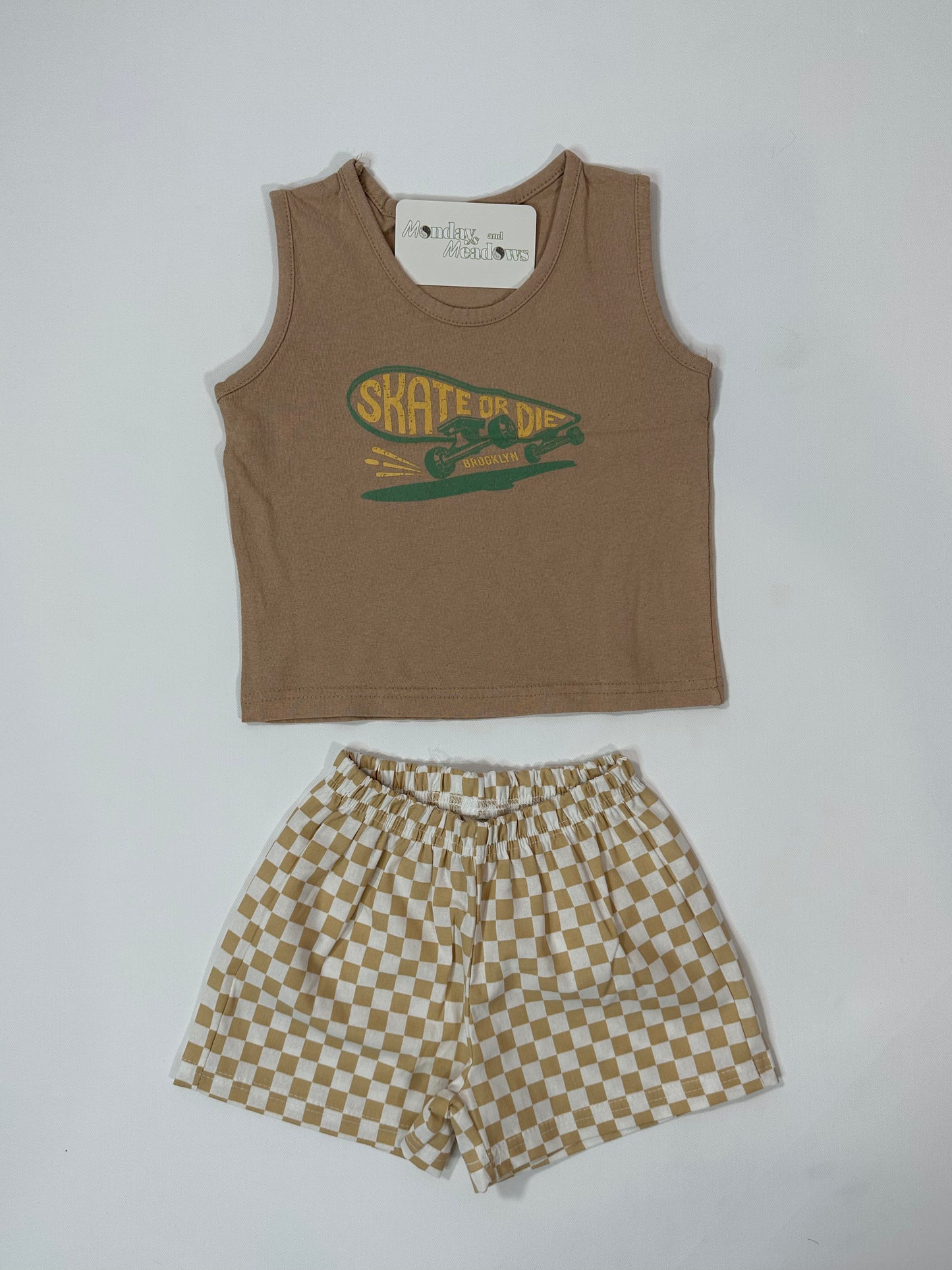 Checkered Button Top and Shorts Set