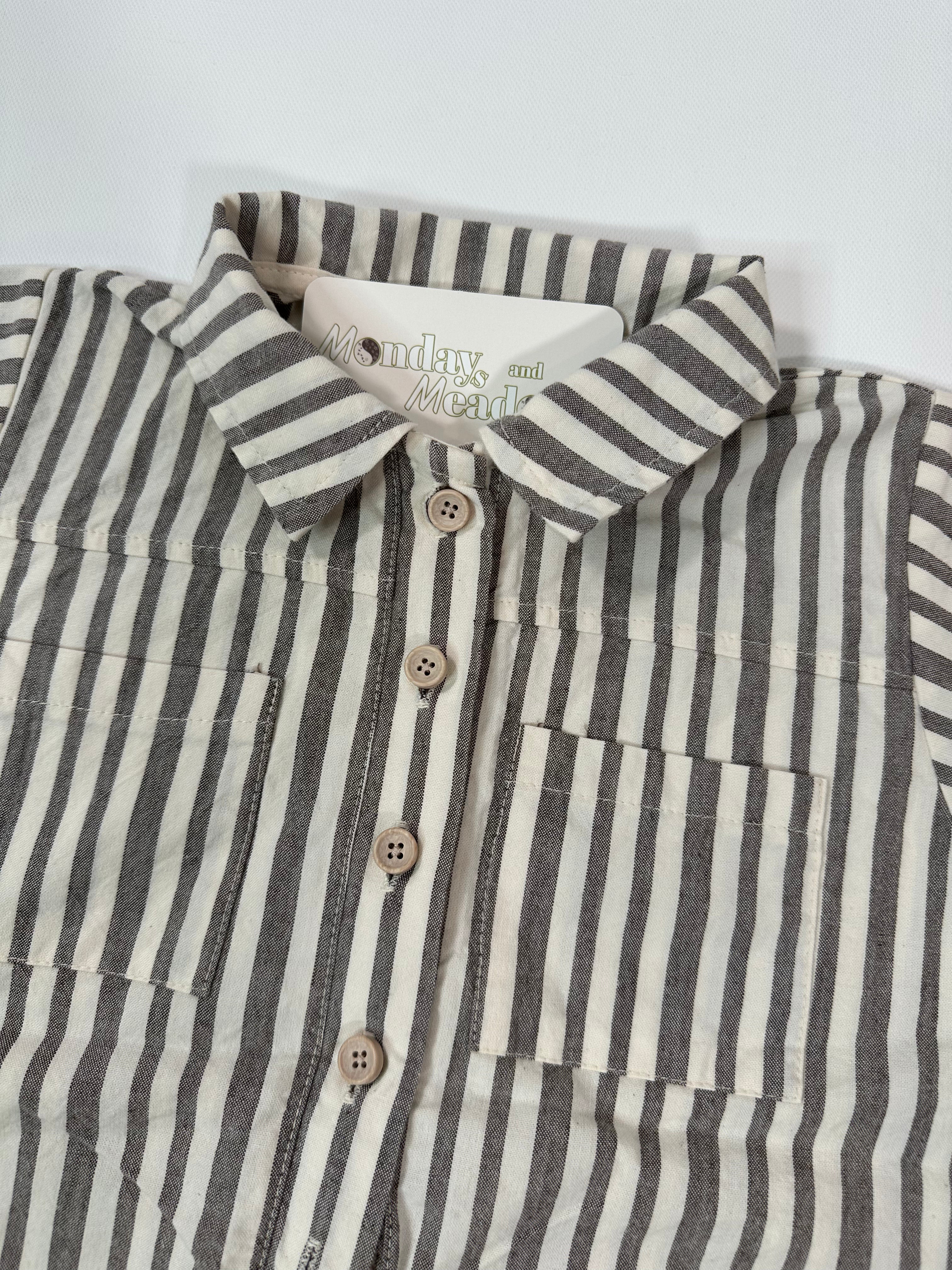 Striped Collared Baby Boy Jumpsuit