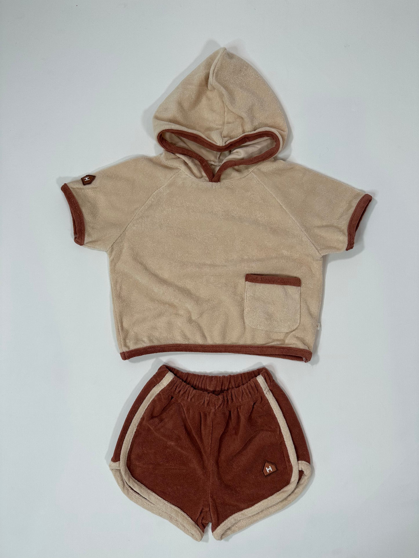 Terry Hooded Tshirt and Shorts Set