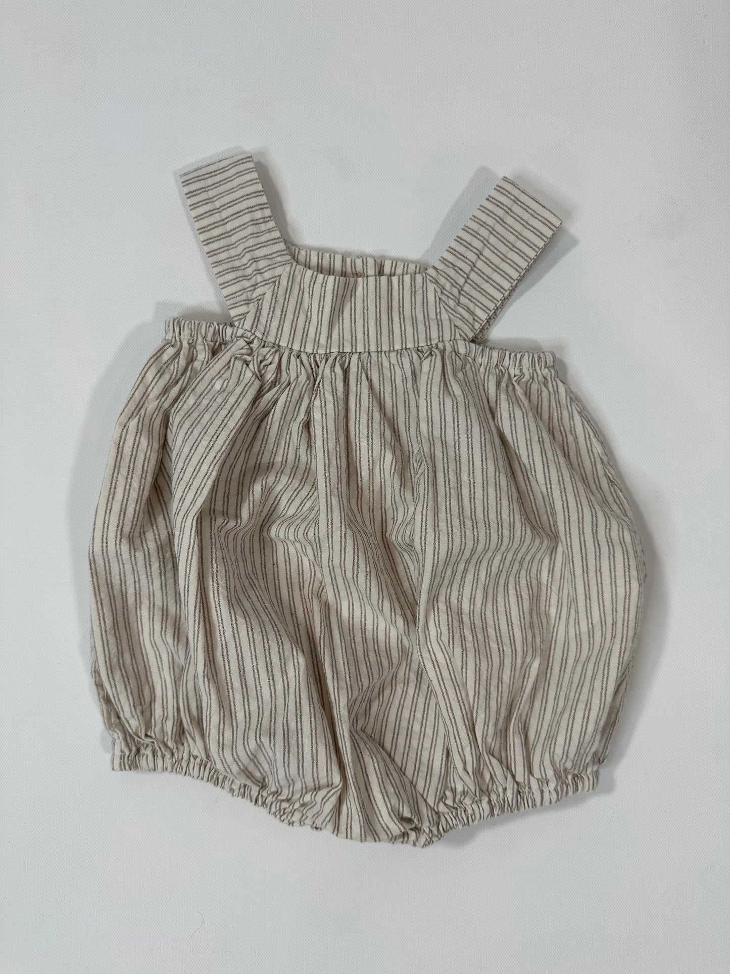 Striped Neutral Baby Bubble Romper