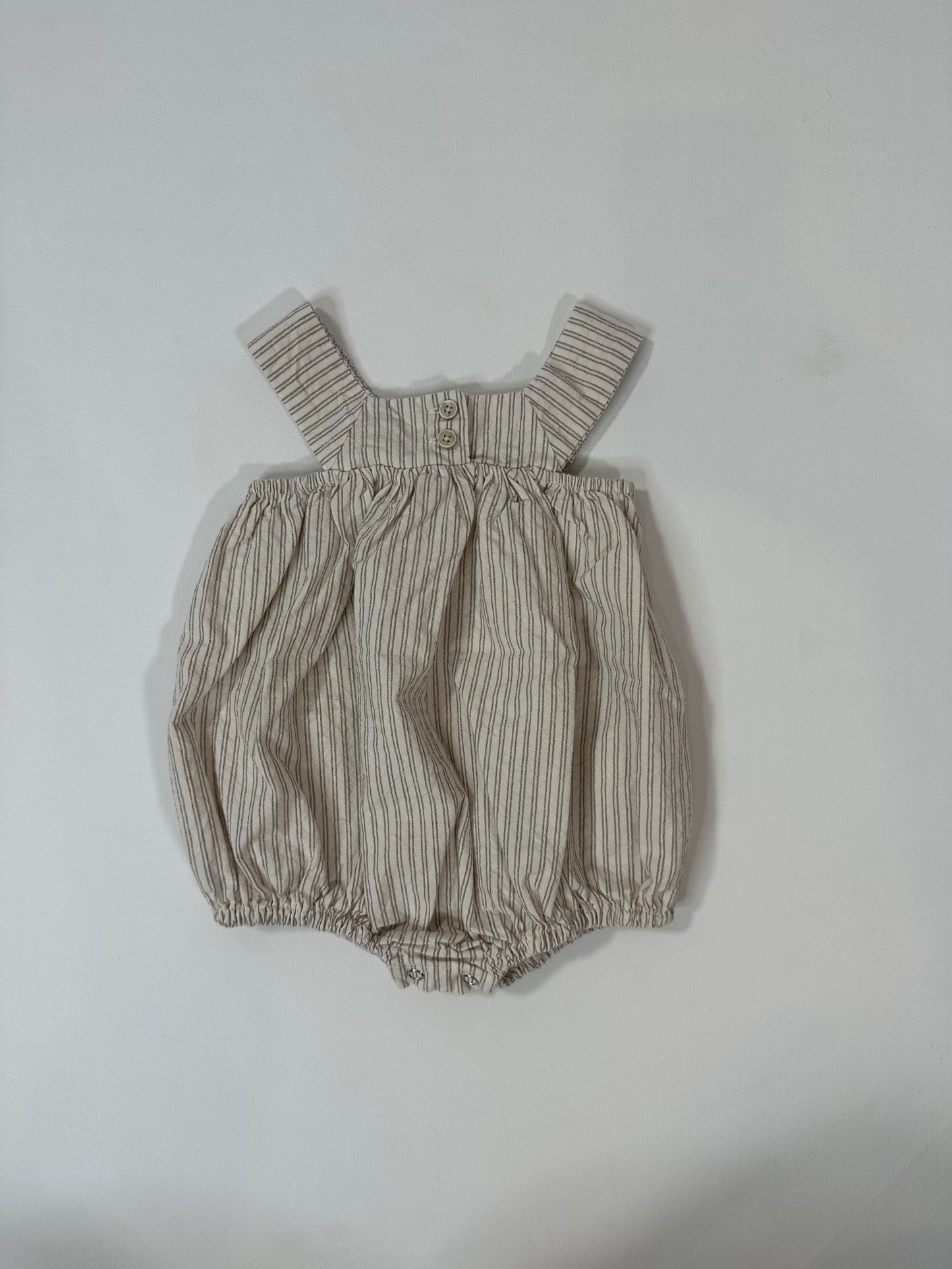 Striped Neutral Baby Bubble Romper