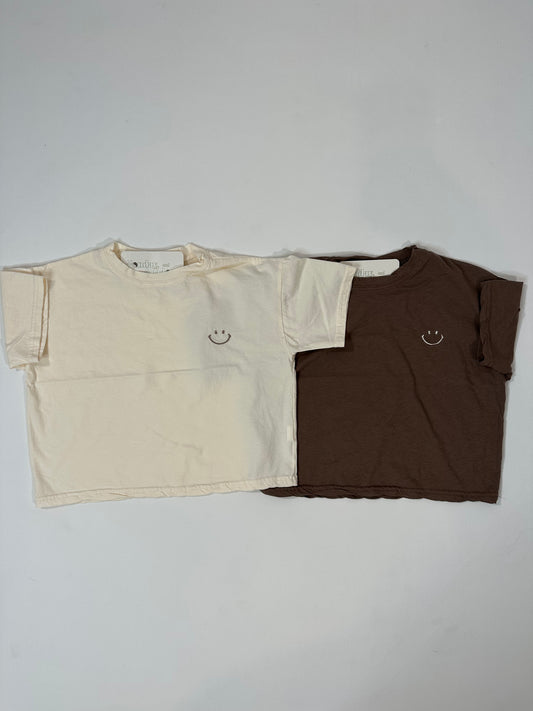 Simple Embroidered Smiley Neutral Tshirt