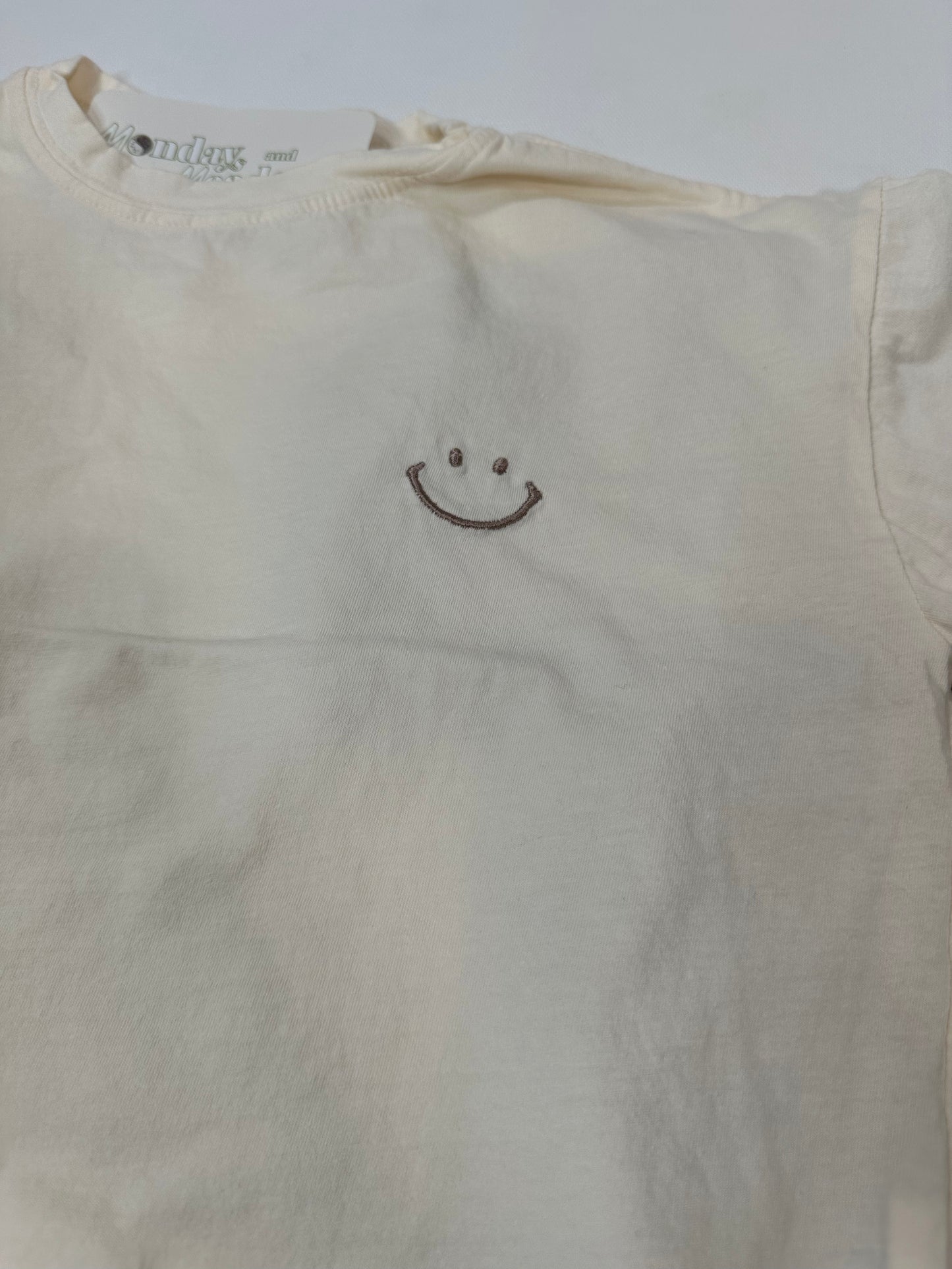 Simple Embroidered Smiley Neutral Tshirt