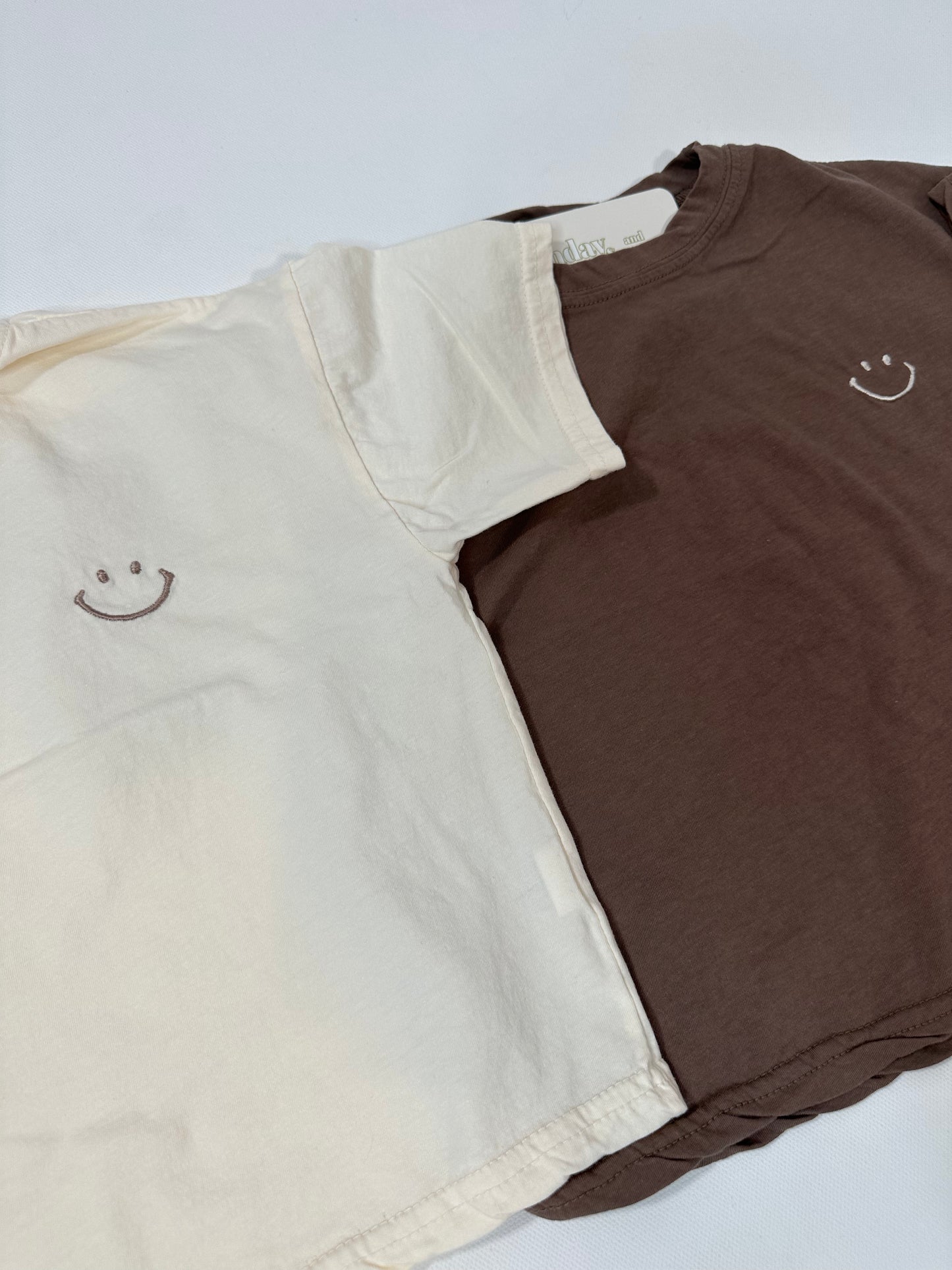 Simple Embroidered Smiley Neutral Tshirt