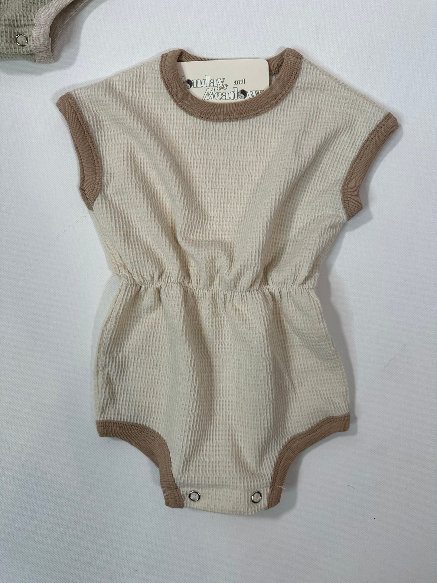 Waffle Cinched Waist Baby Romper