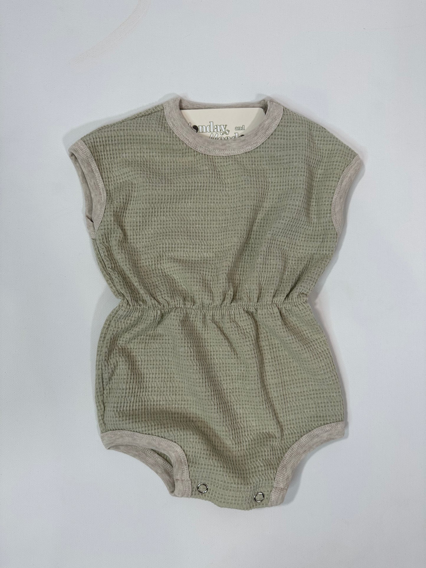 Waffle Cinched Waist Baby Romper