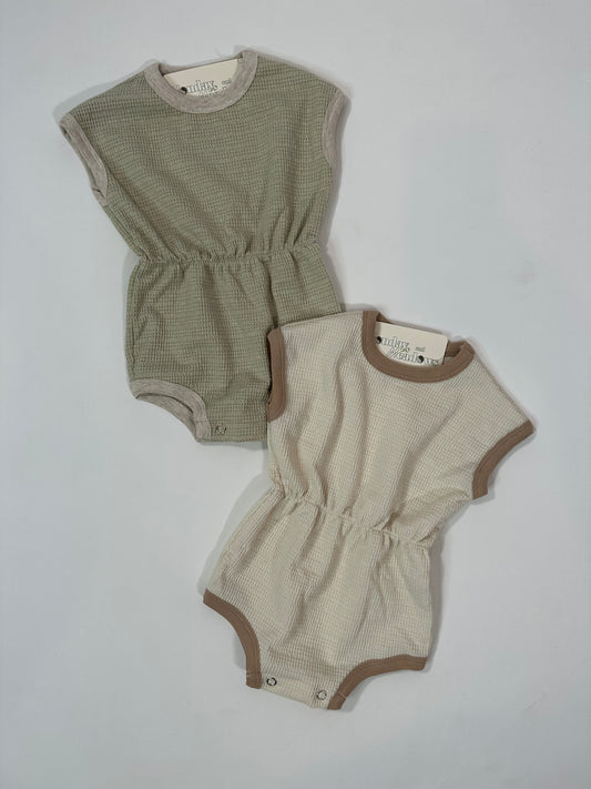Waffle Cinched Waist Baby Romper
