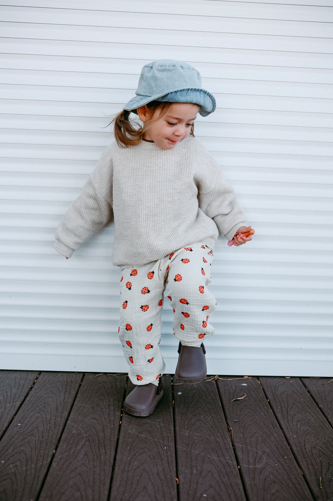 Ladybugs & Gingham Muslin Gauze Pants