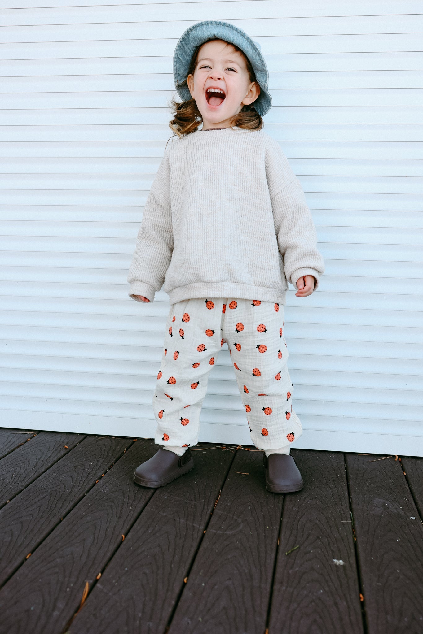 Ladybugs & Gingham Muslin Gauze Pants