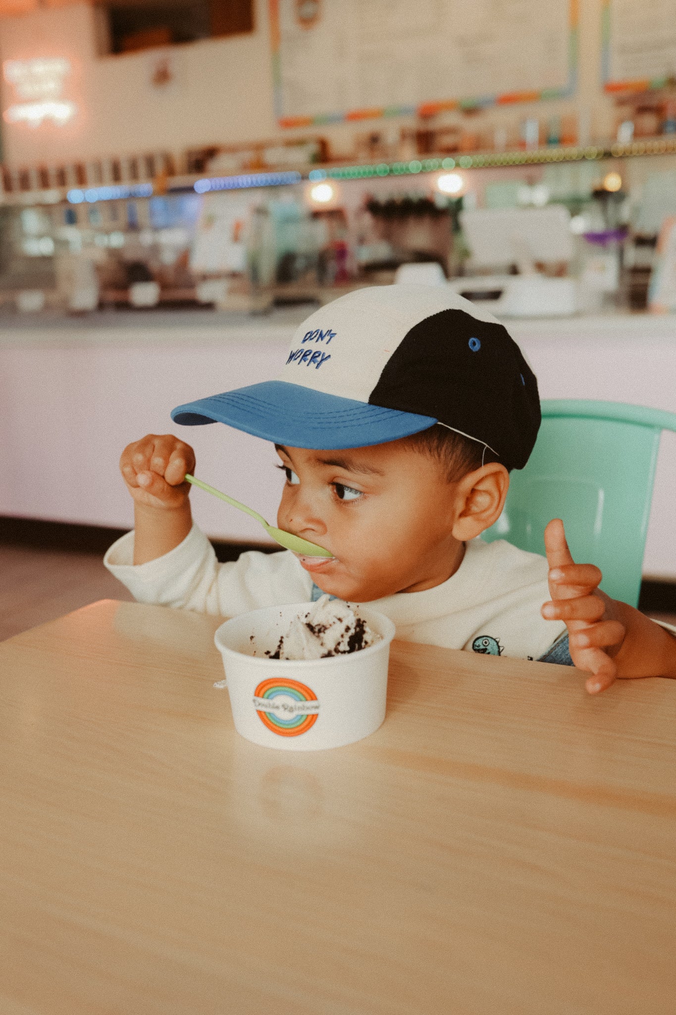 90s Colorblock 'Dont Worry' Baseball Cap Hat