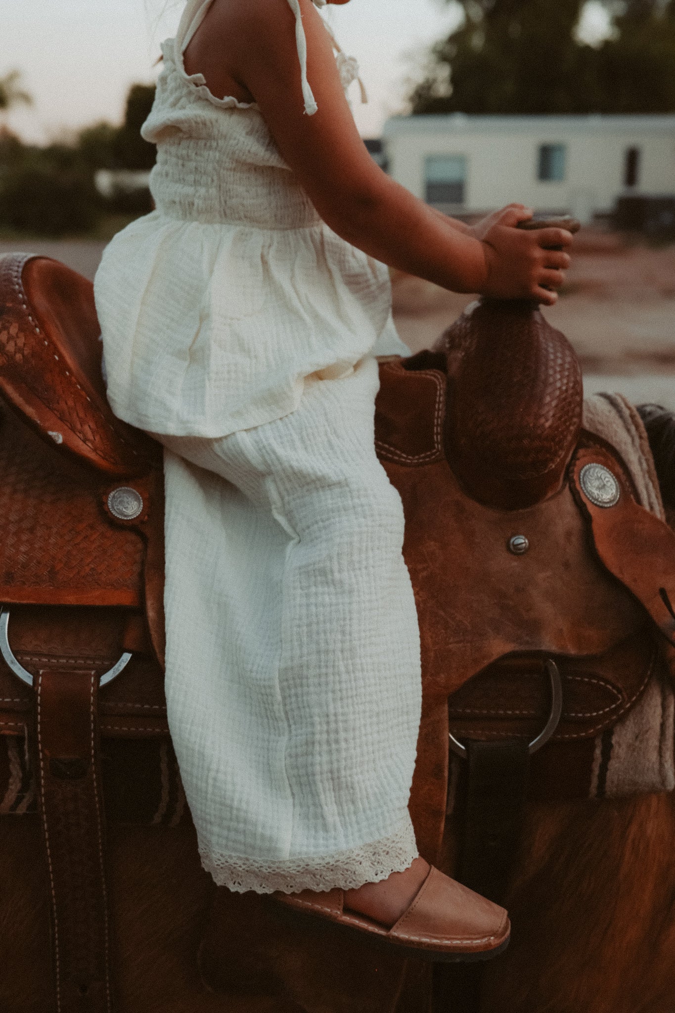 Smocked Top and Wide Leg Pants Set