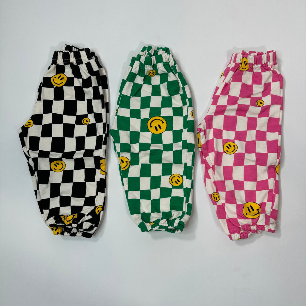 Checkered Smiley Jogger Pants