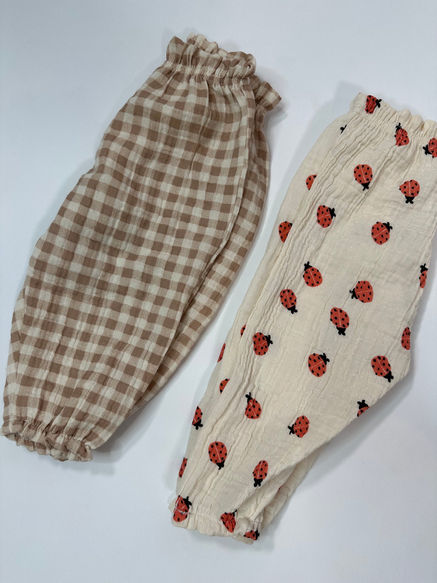 Ladybugs & Gingham Muslin Gauze Pants