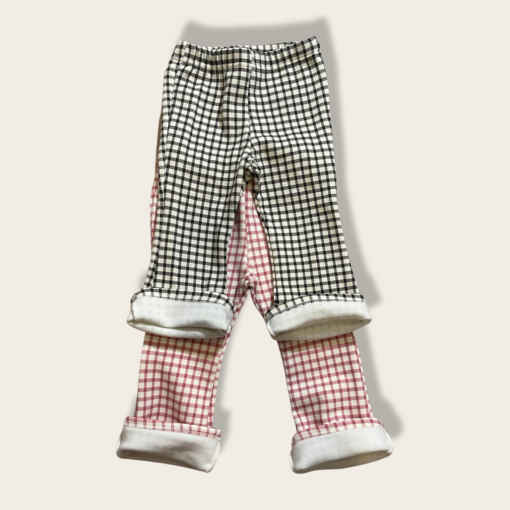 Flared Gingham Fleece Lined Pants