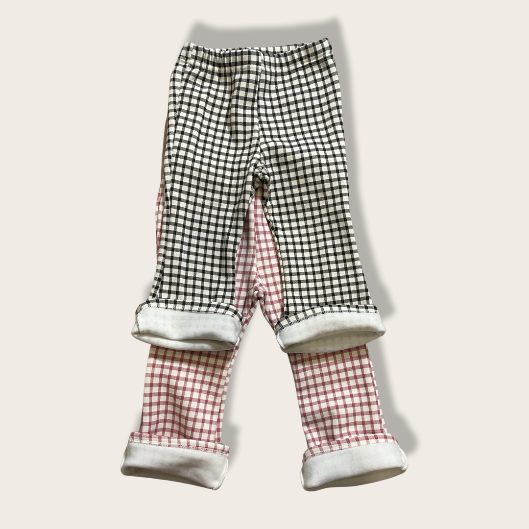 Flared Gingham Fleece Lined Pants