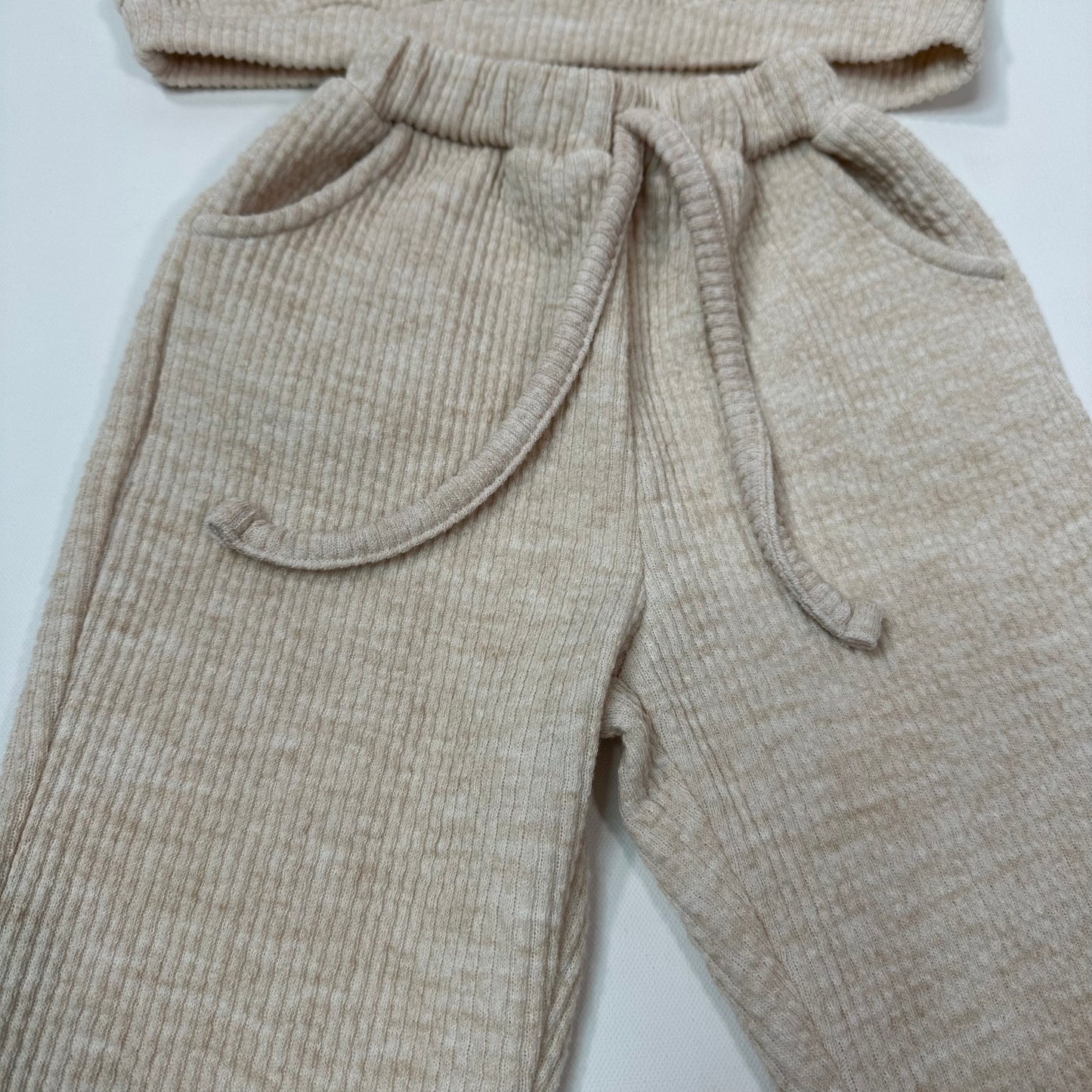 Ribbed Waffle Set - Neutral Sweatshirt and Joggers